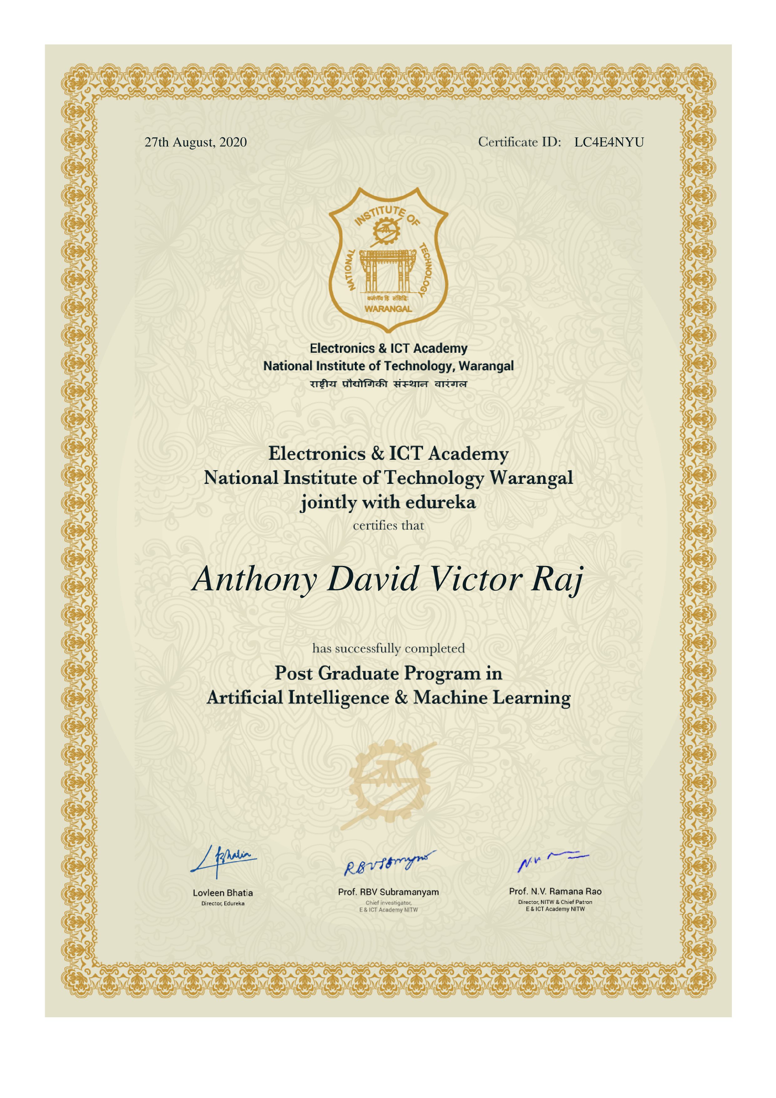 certificate!