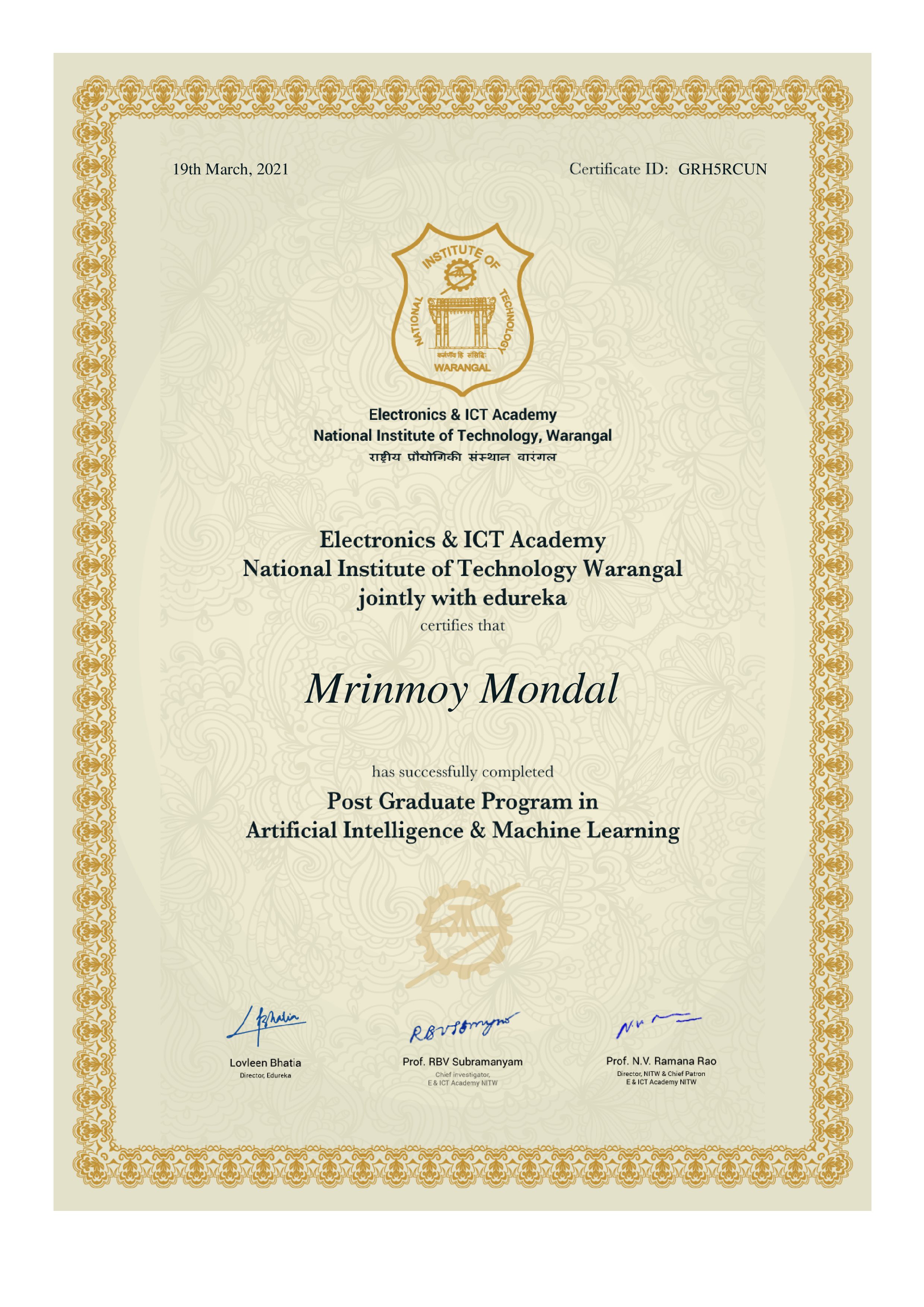 certificate!