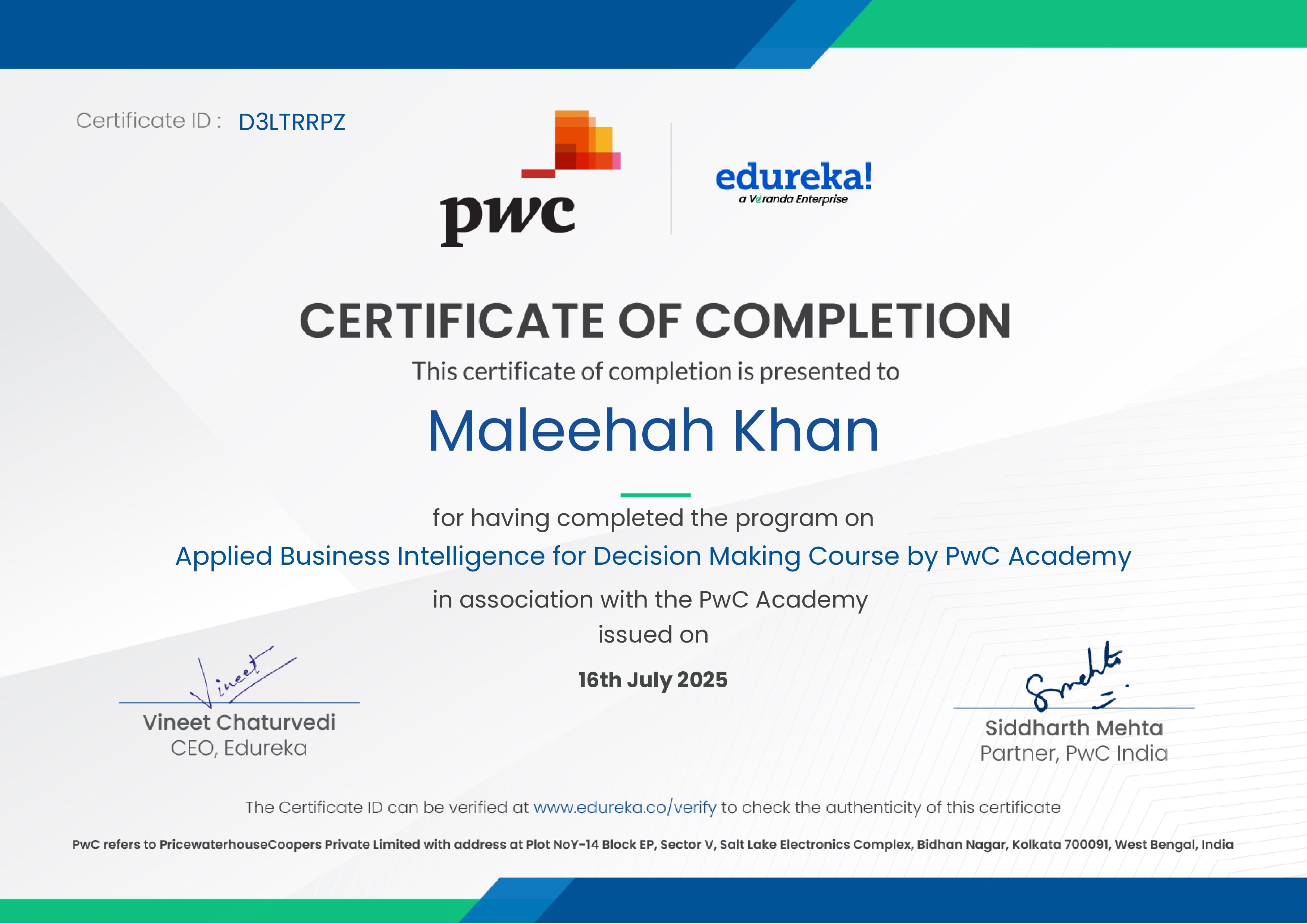 certificate!