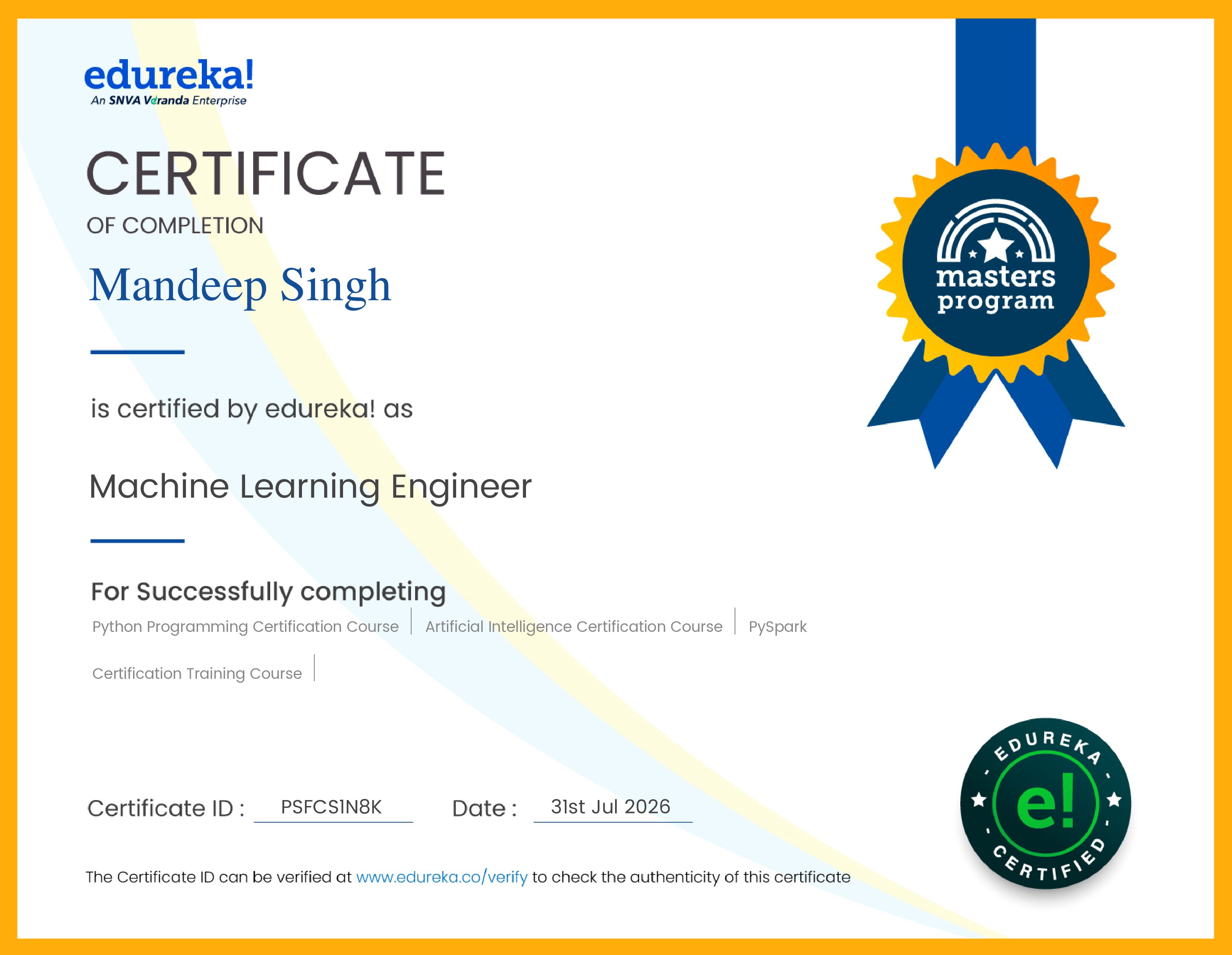 certificate!