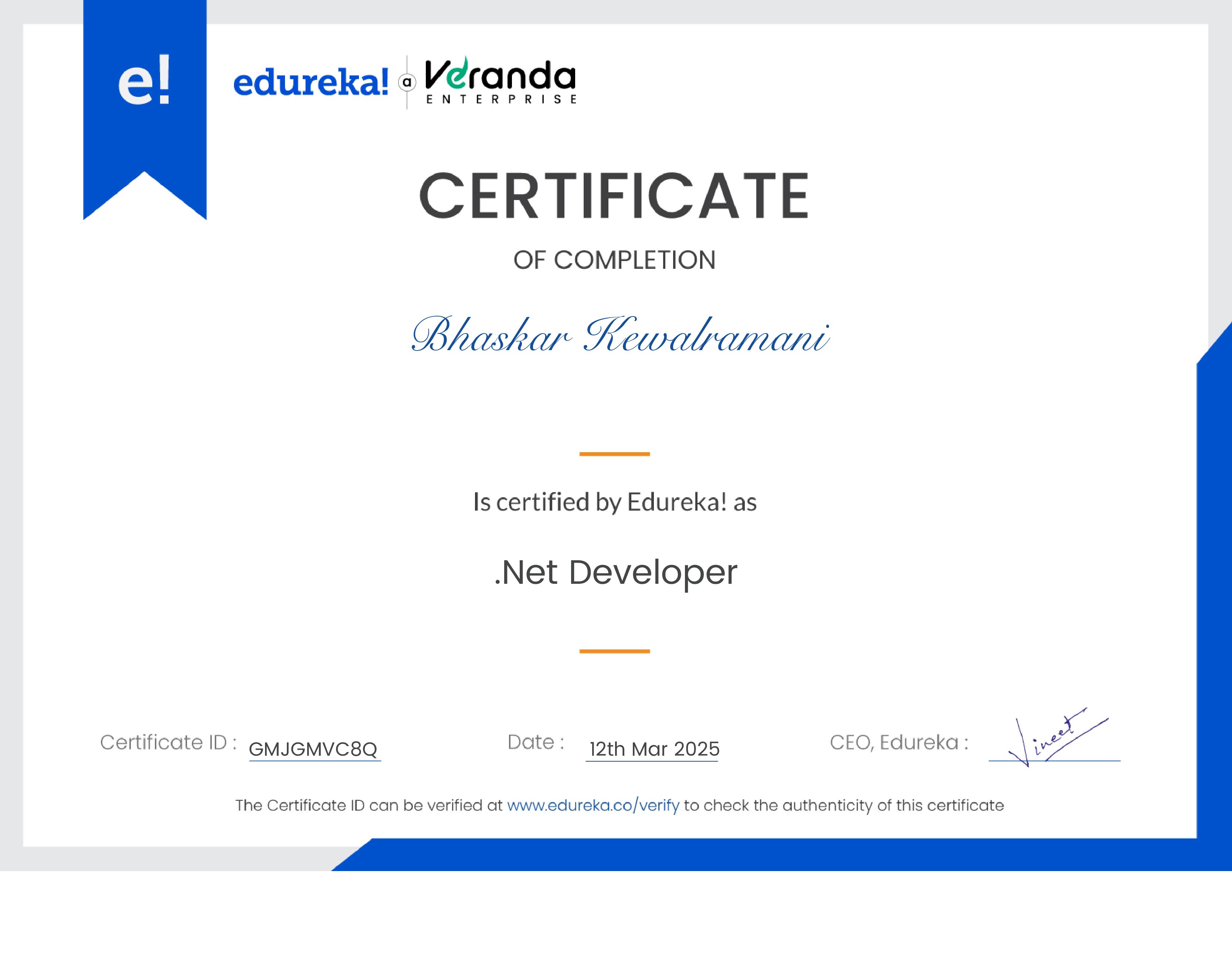 certificate!