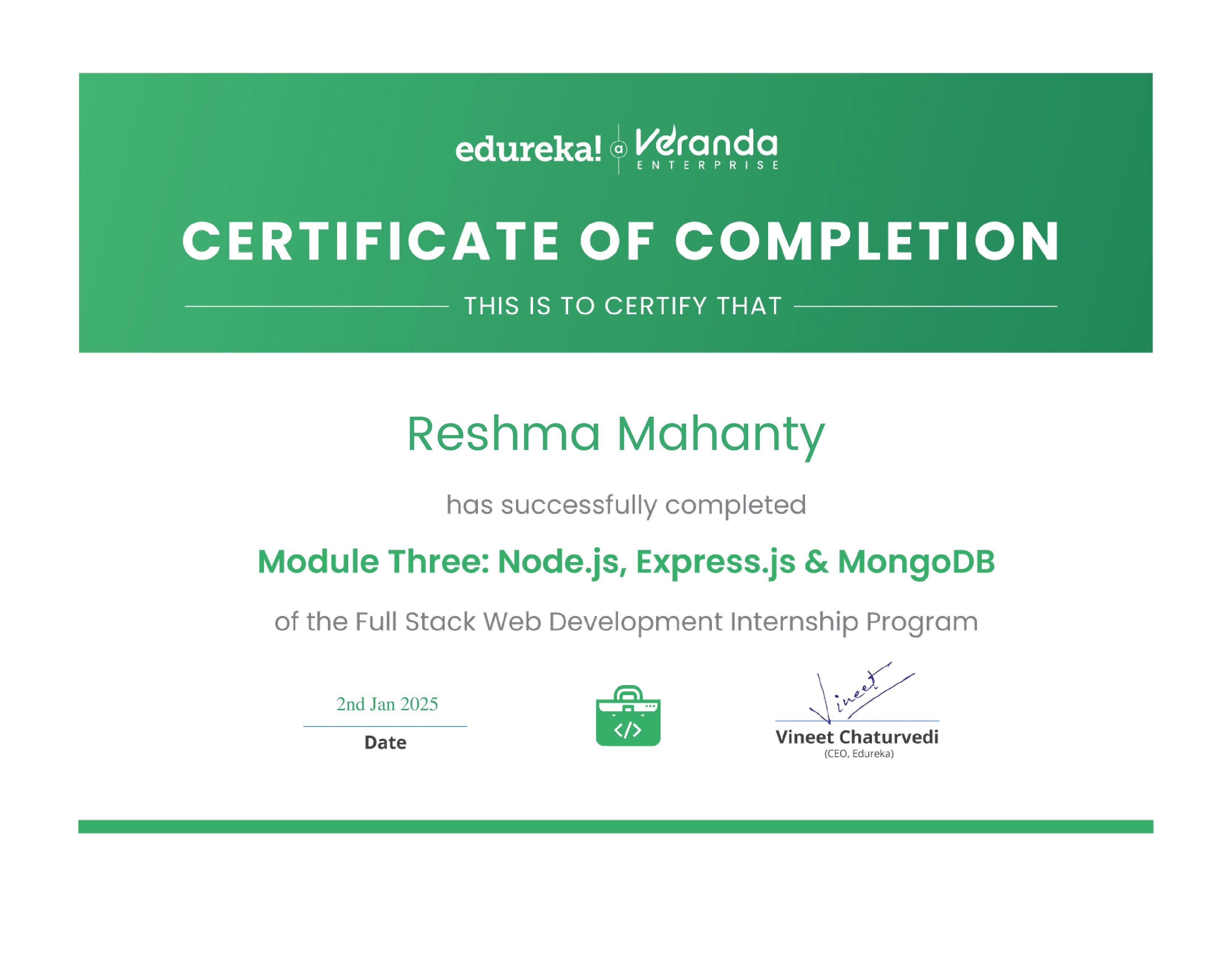 certificate!