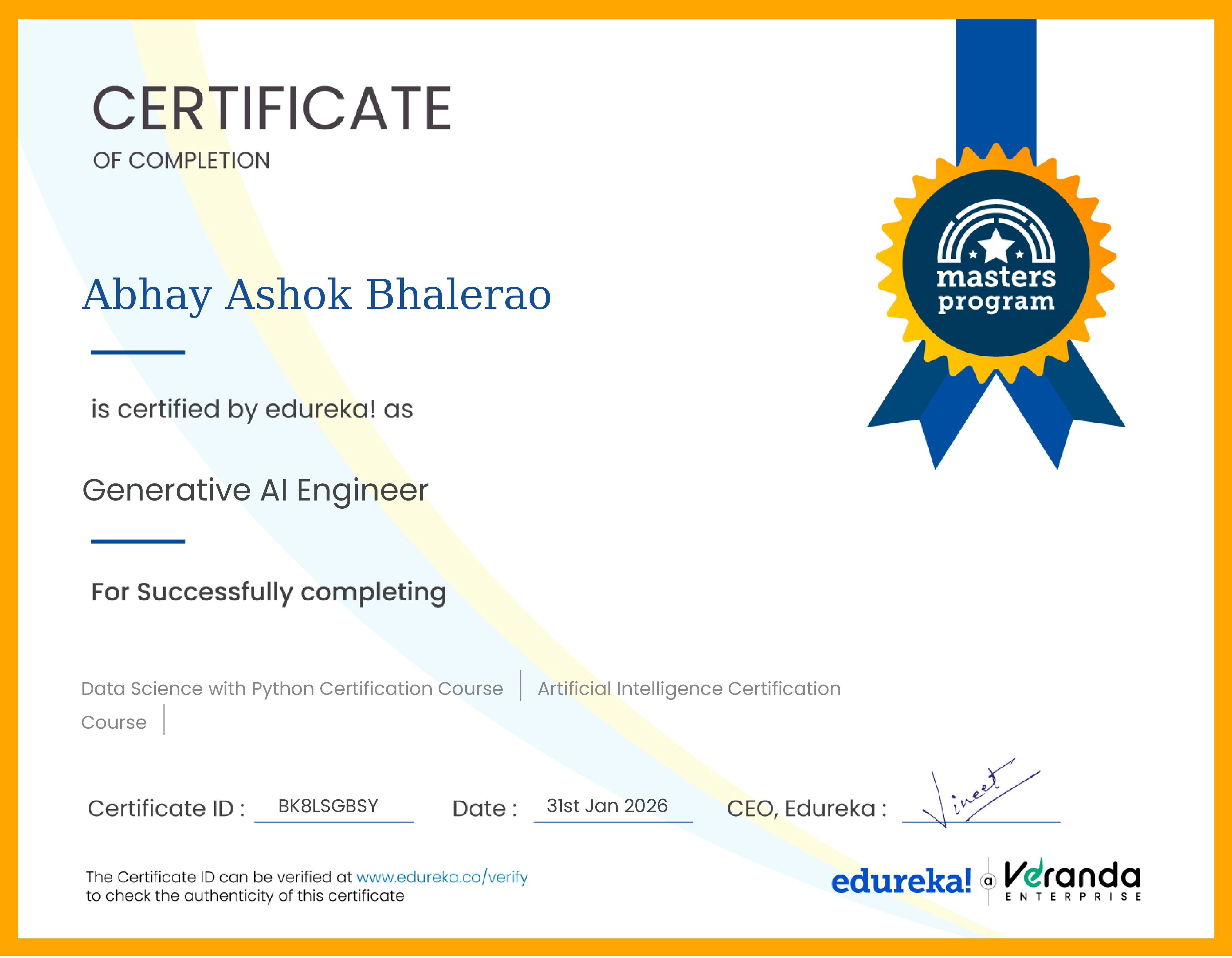certificate!