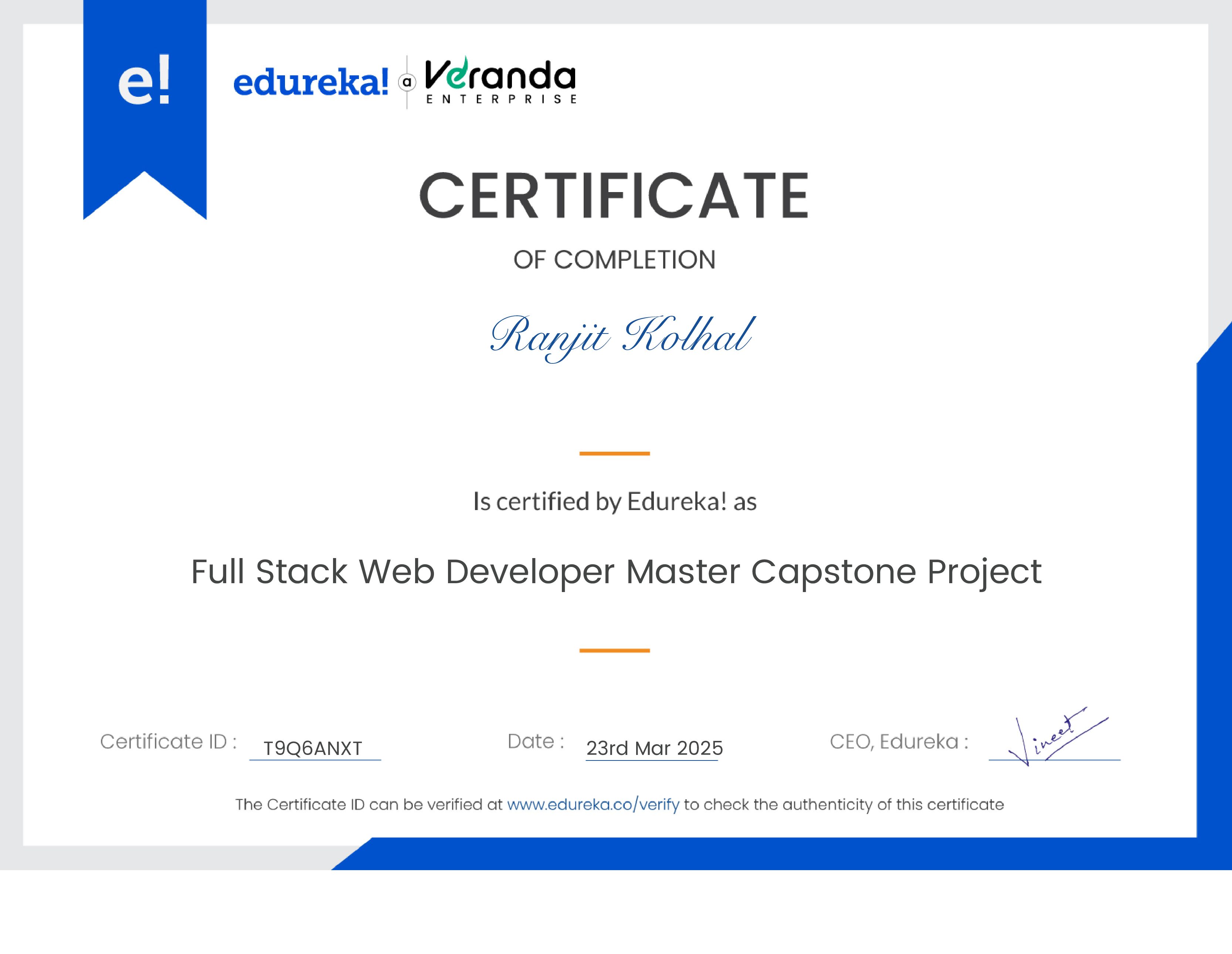 certificate!