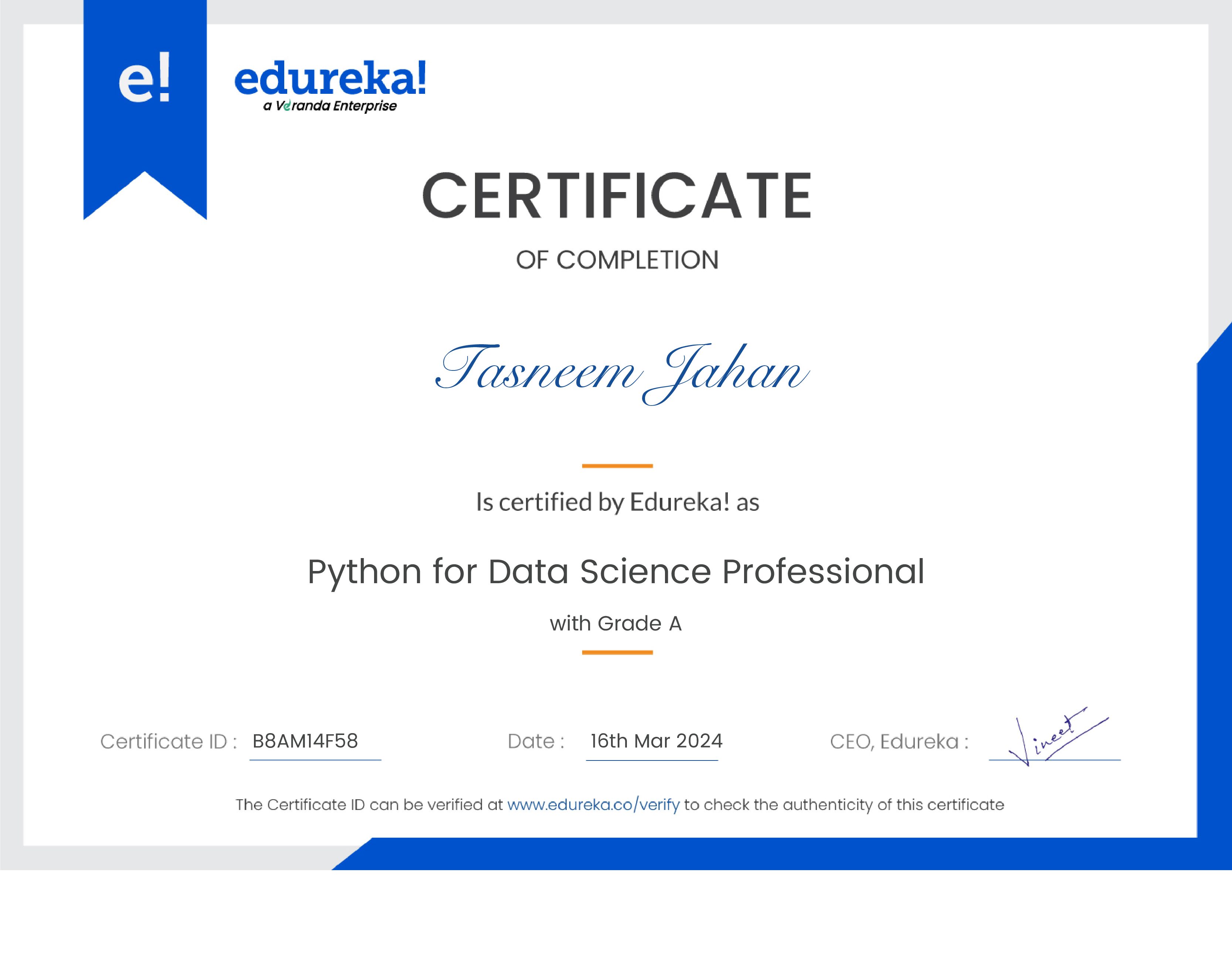 certificate!