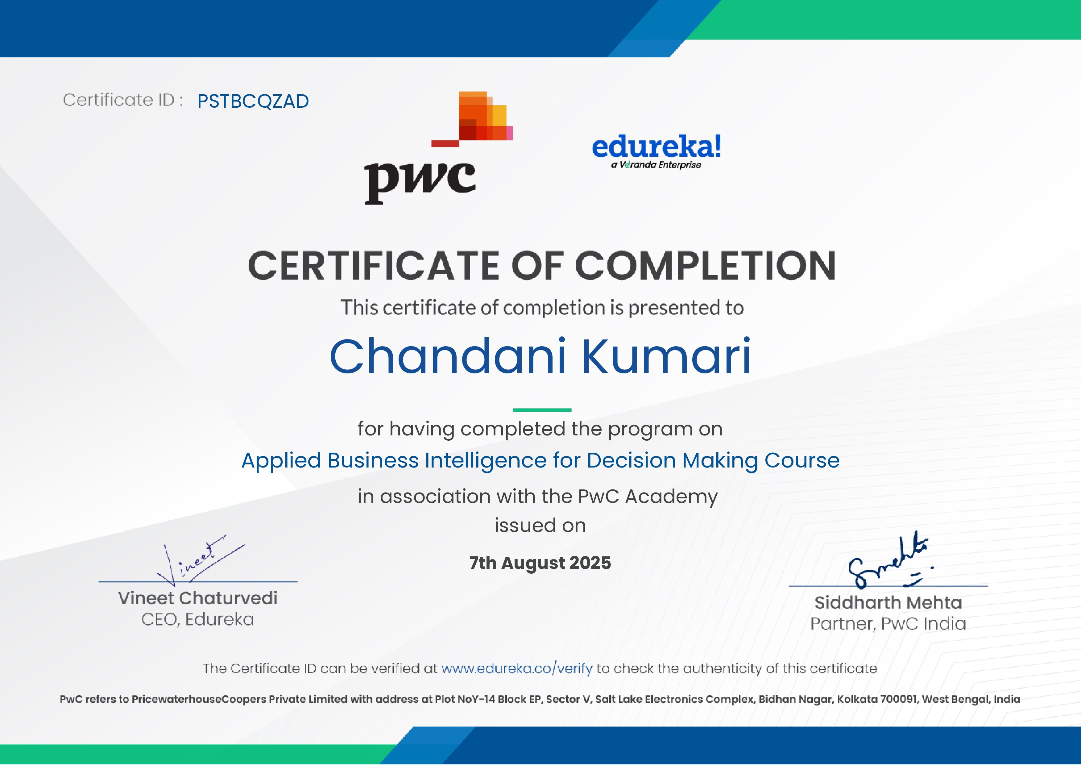 certificate!