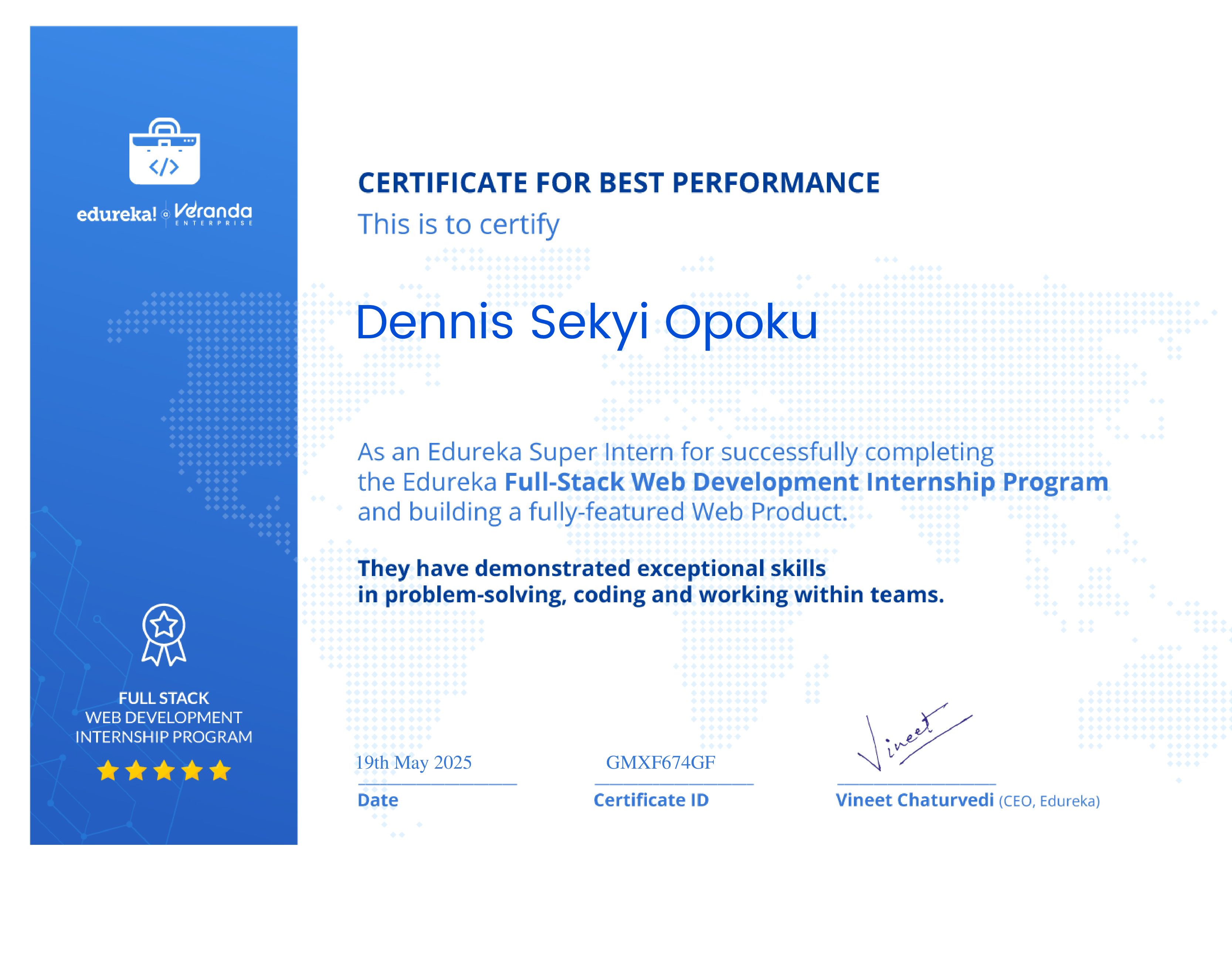 certificate!
