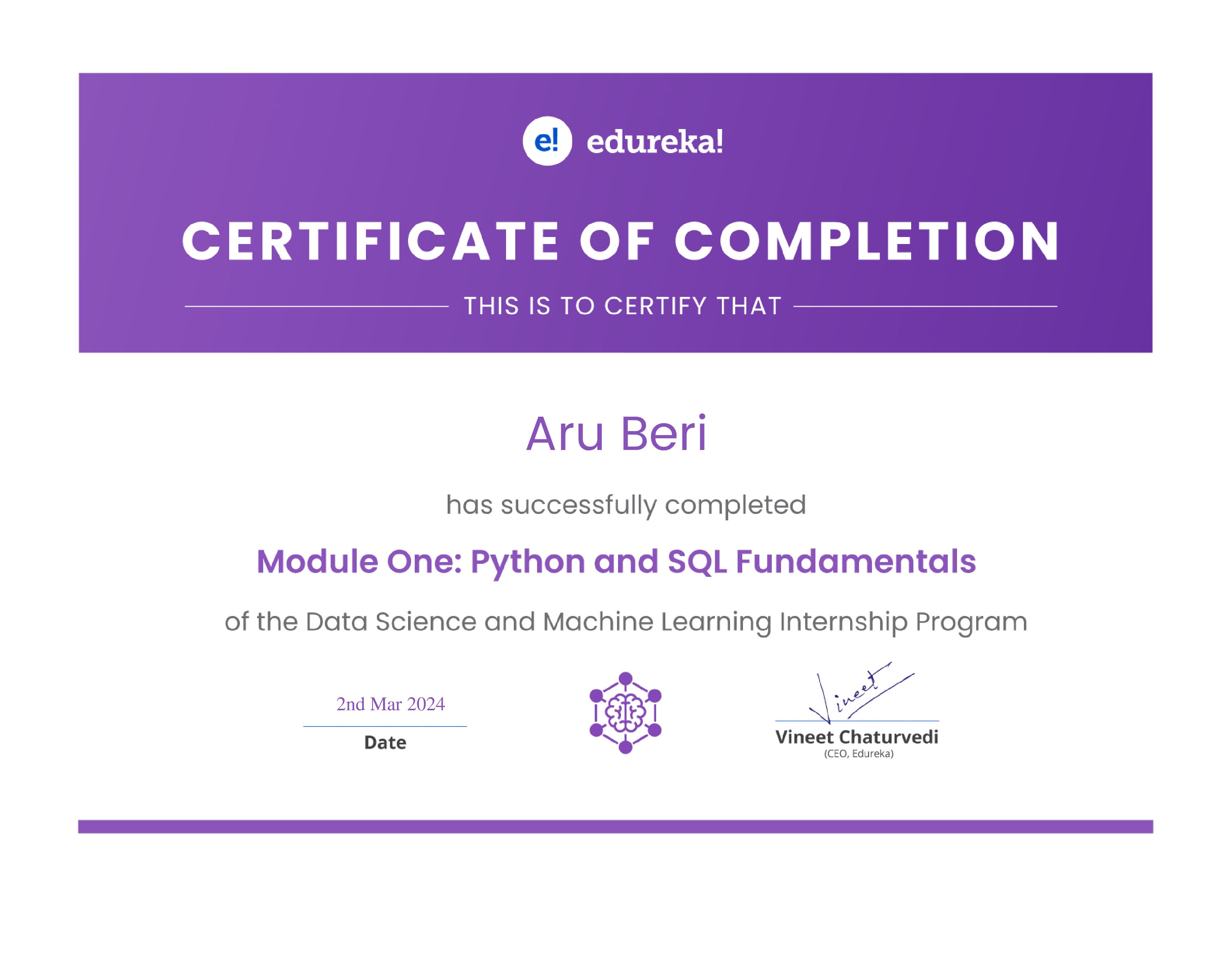 certificate!