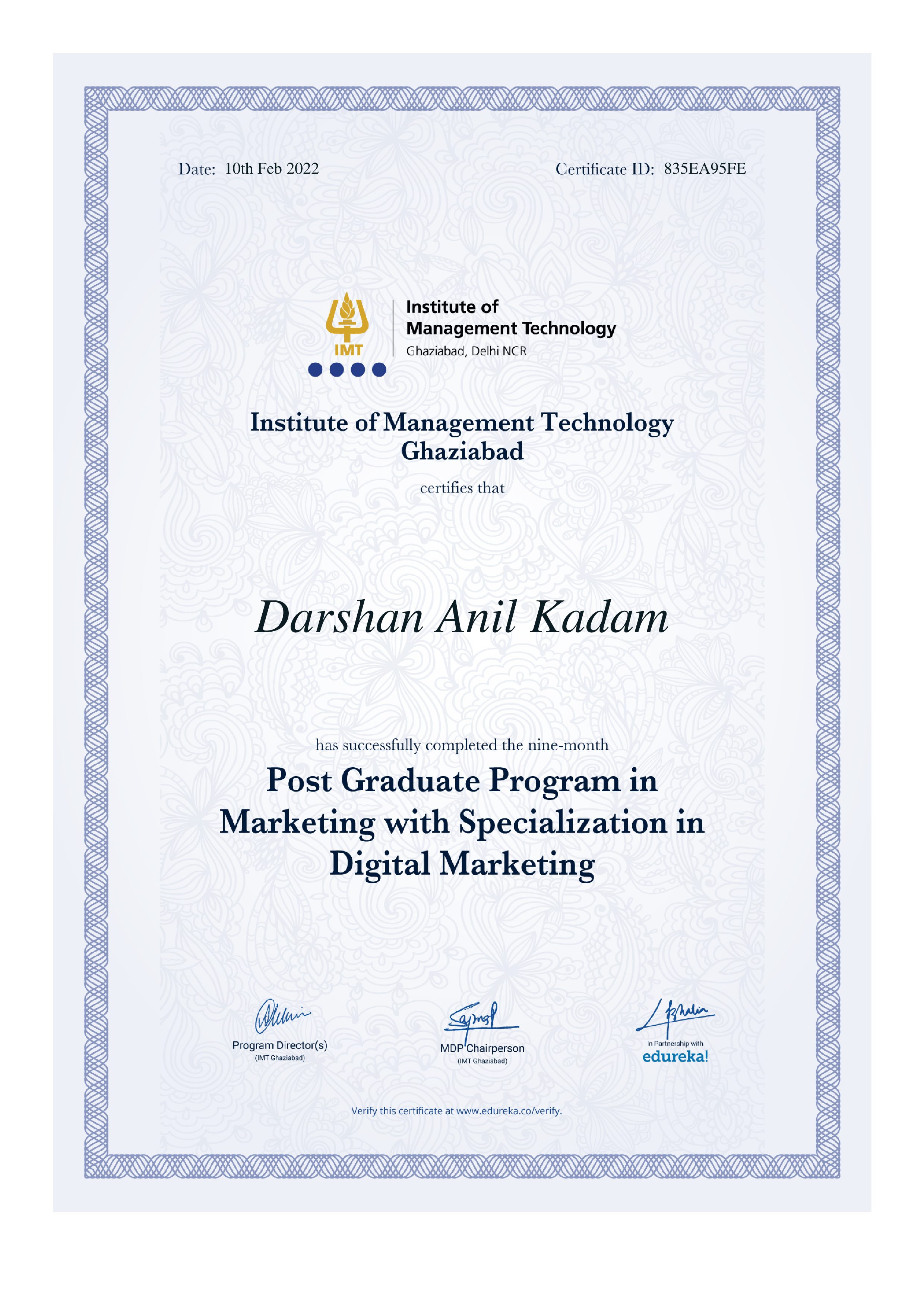 certificate!
