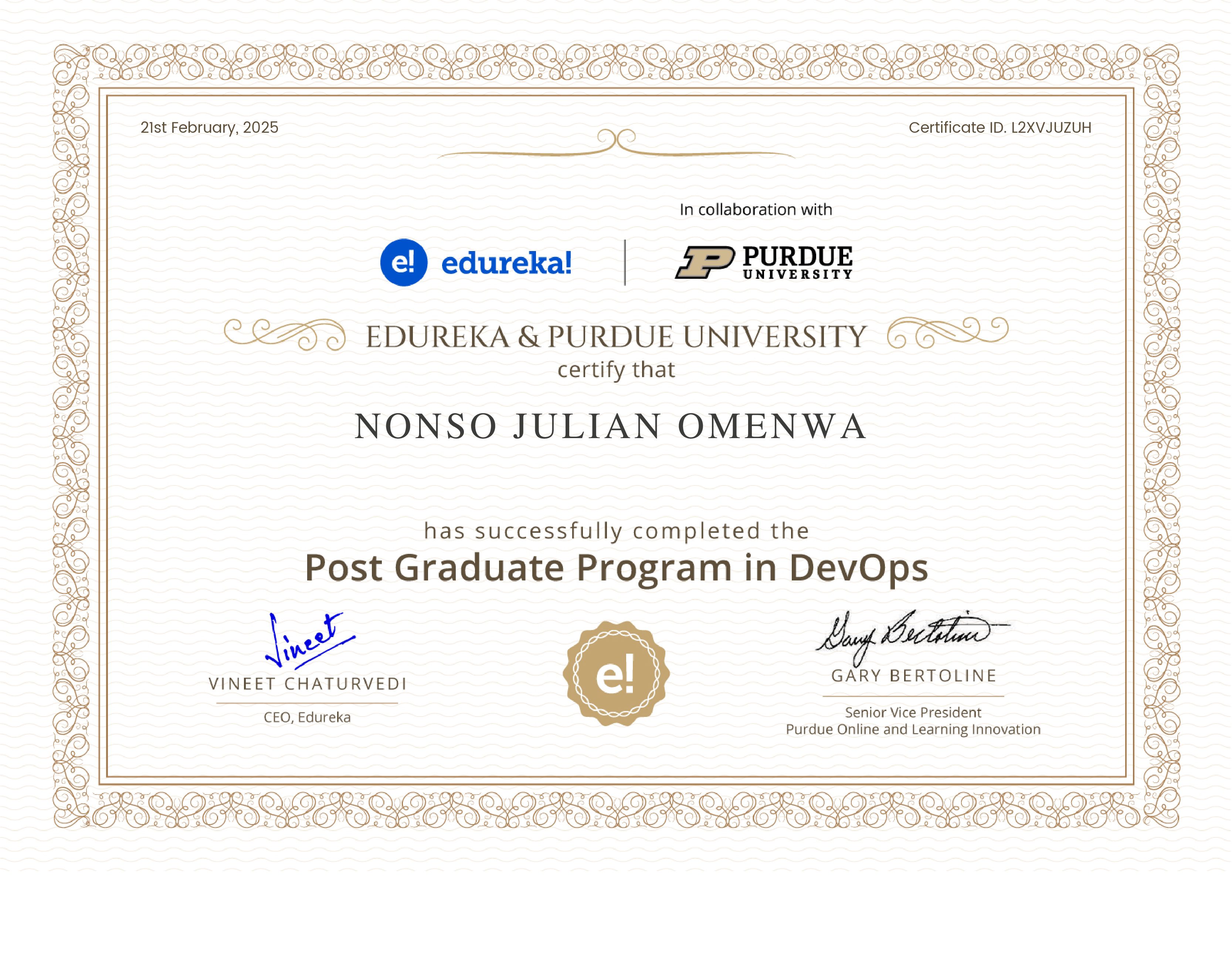 certificate!