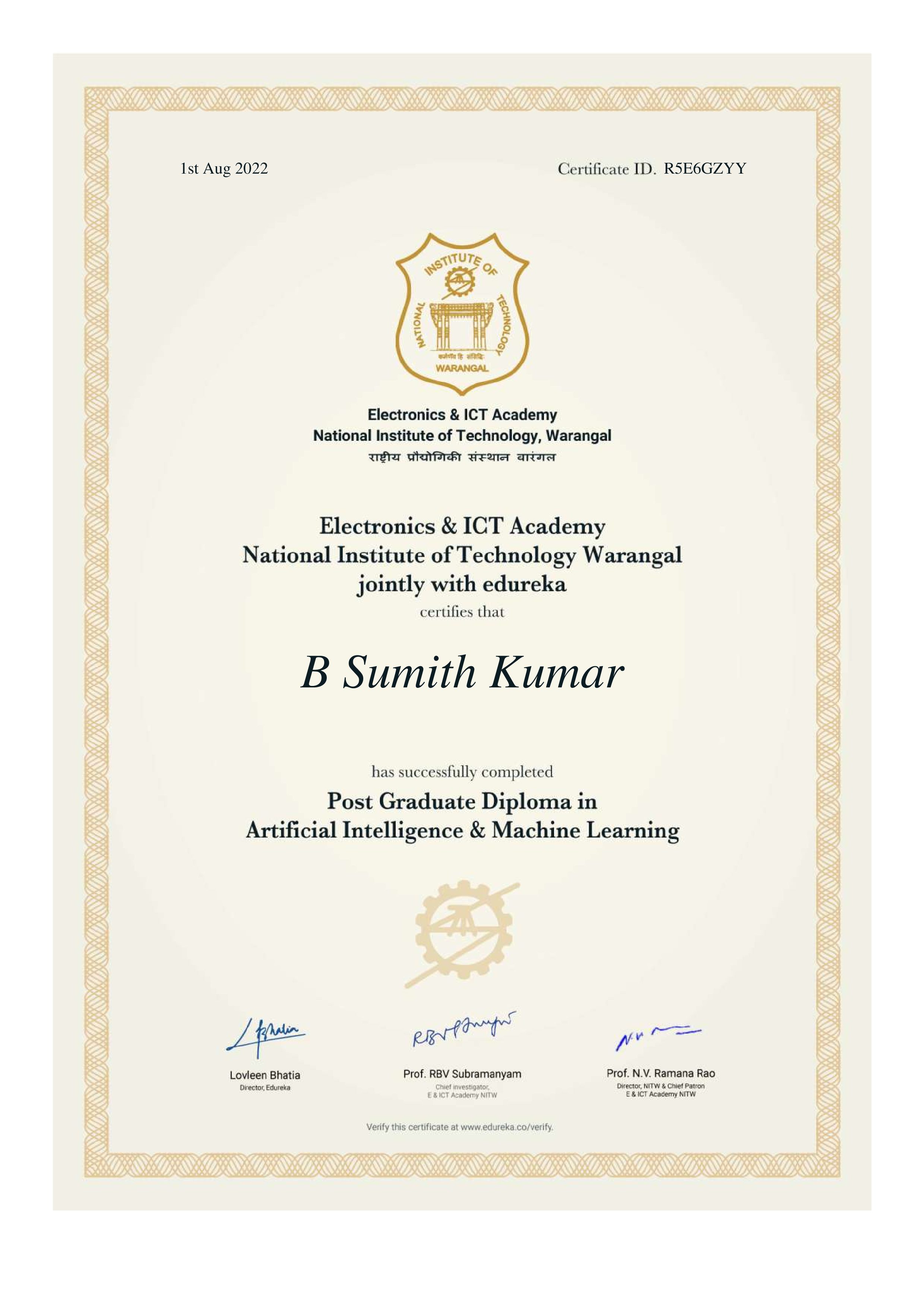 certificate!