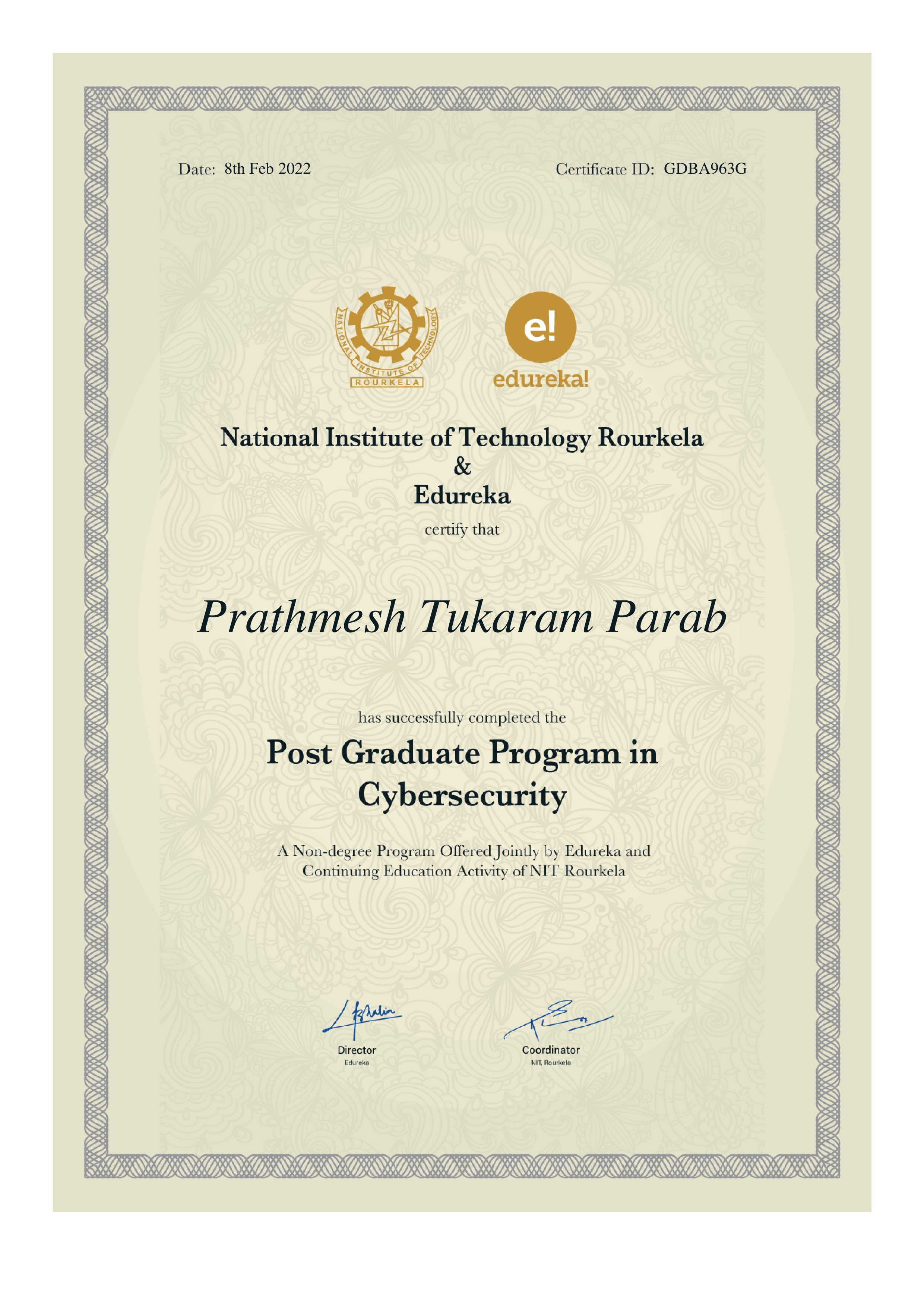 certificate!