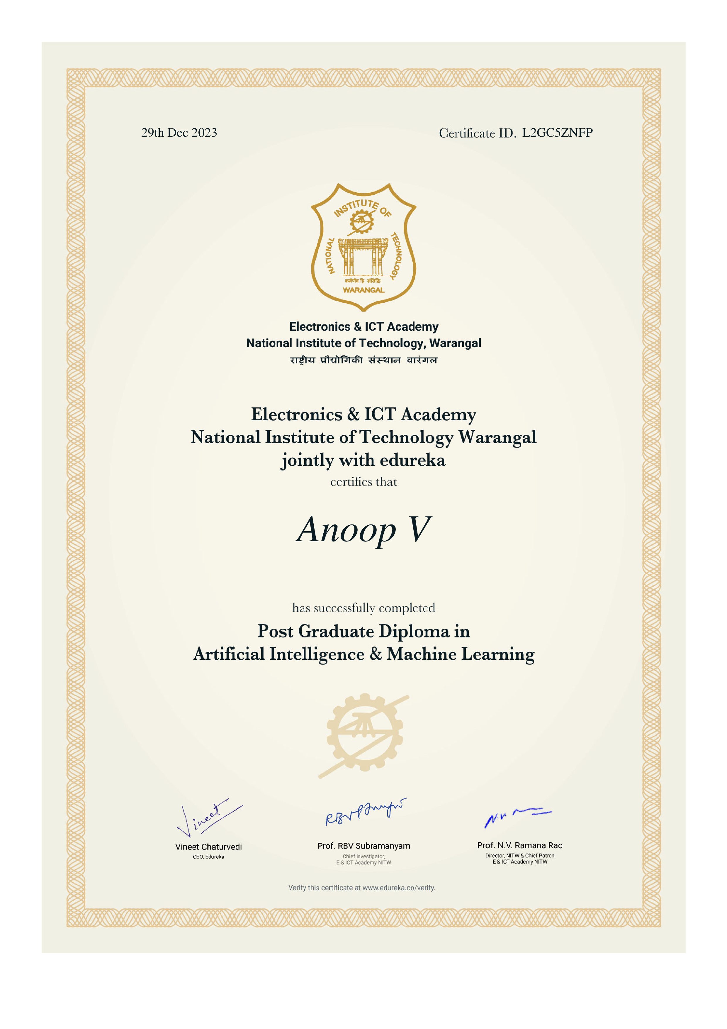 certificate!