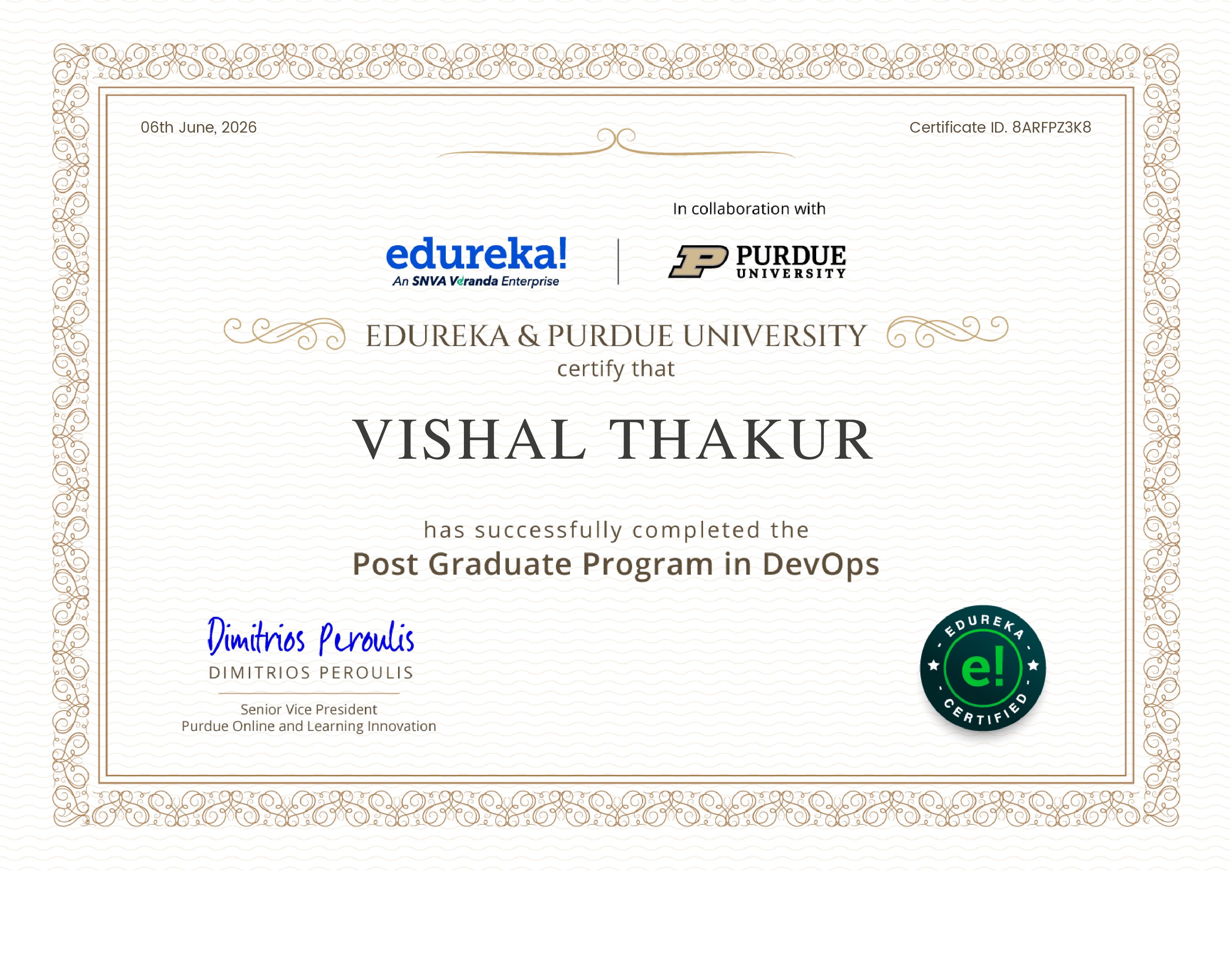 certificate!