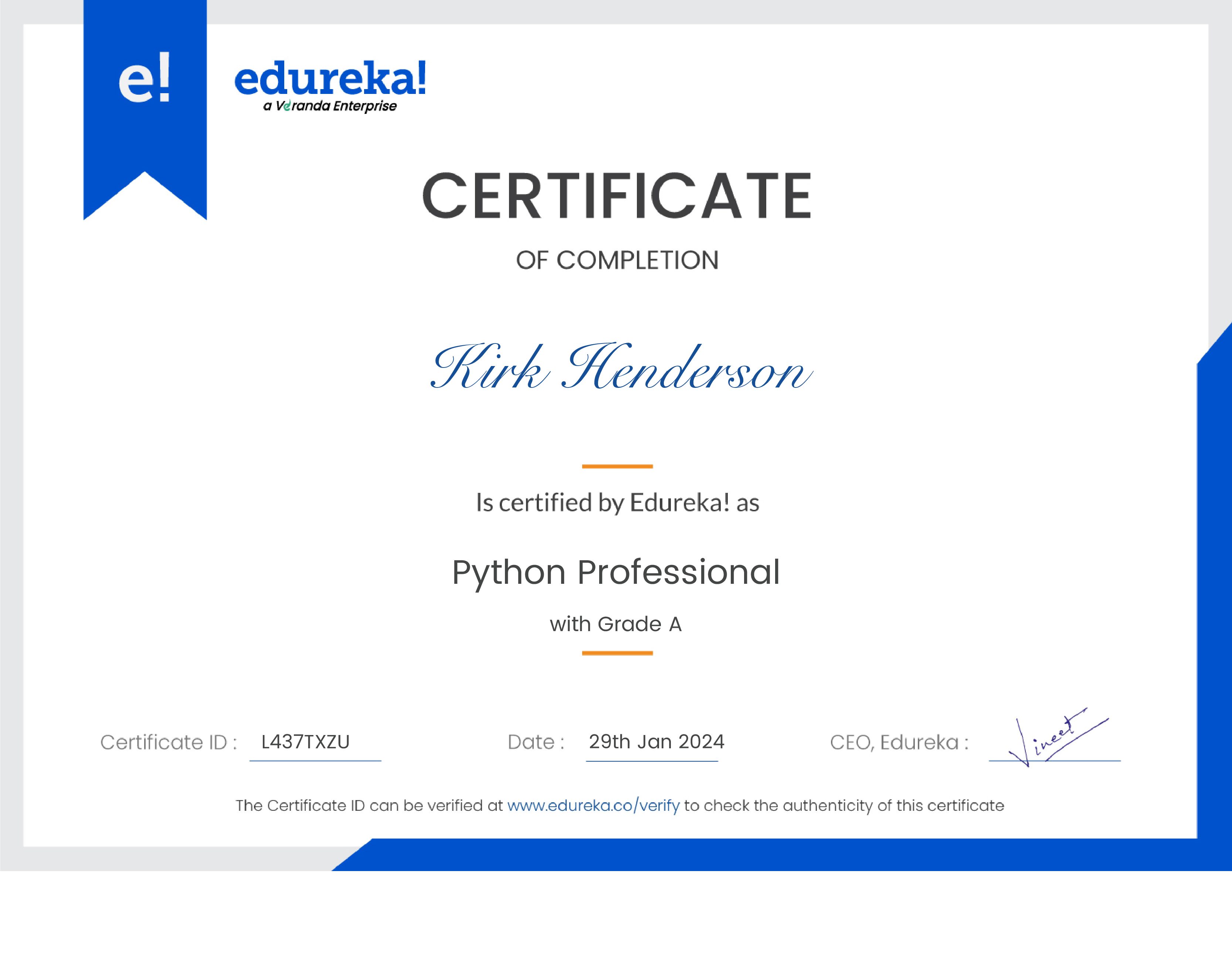 certificate!
