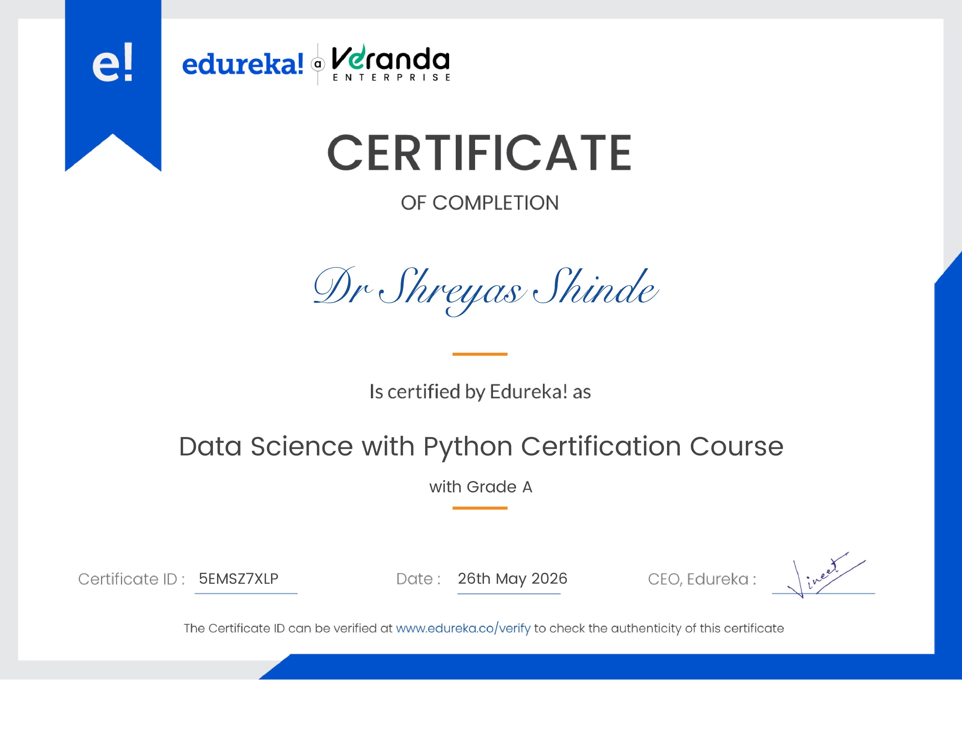 certificate!