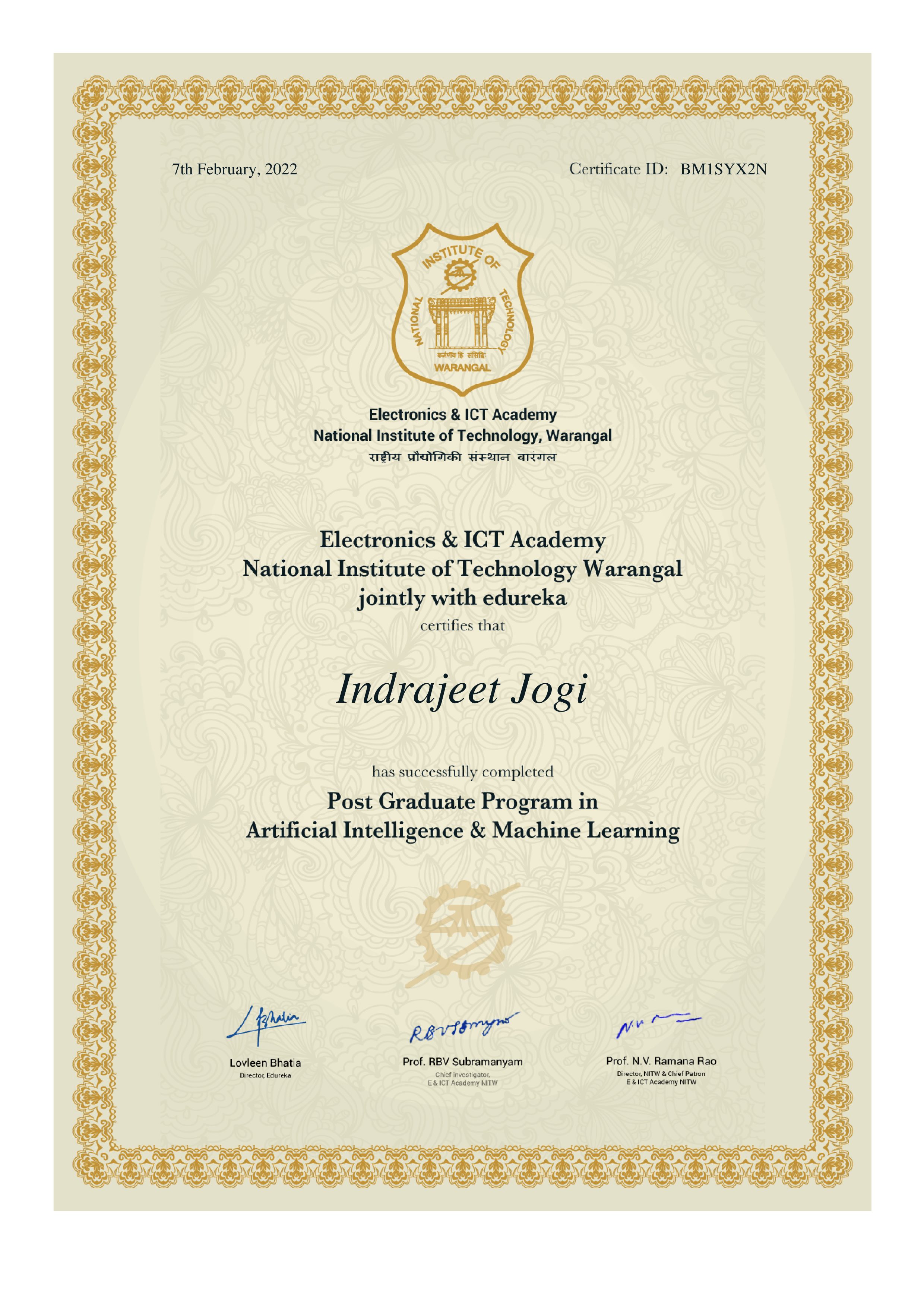 certificate!