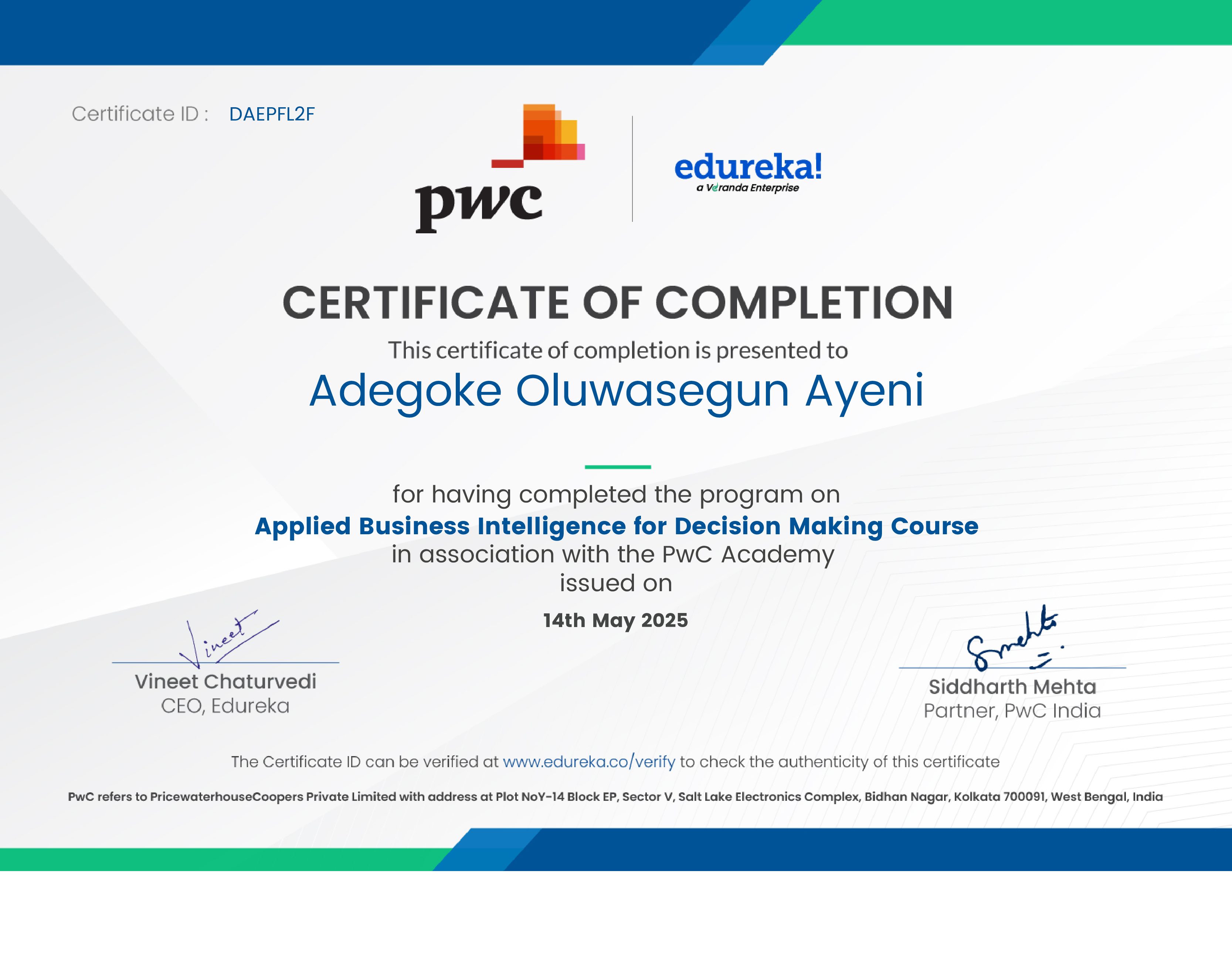 certificate!