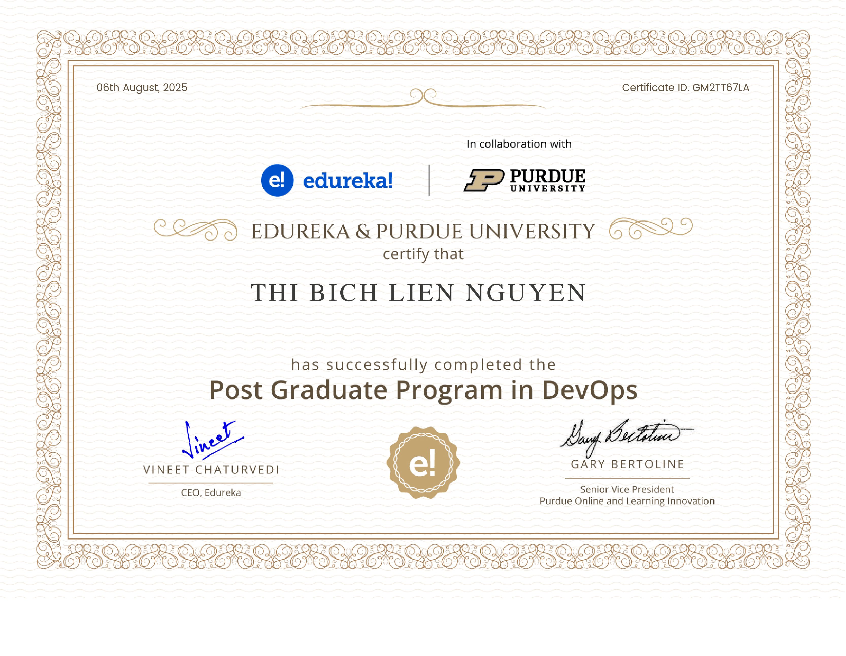 certificate!