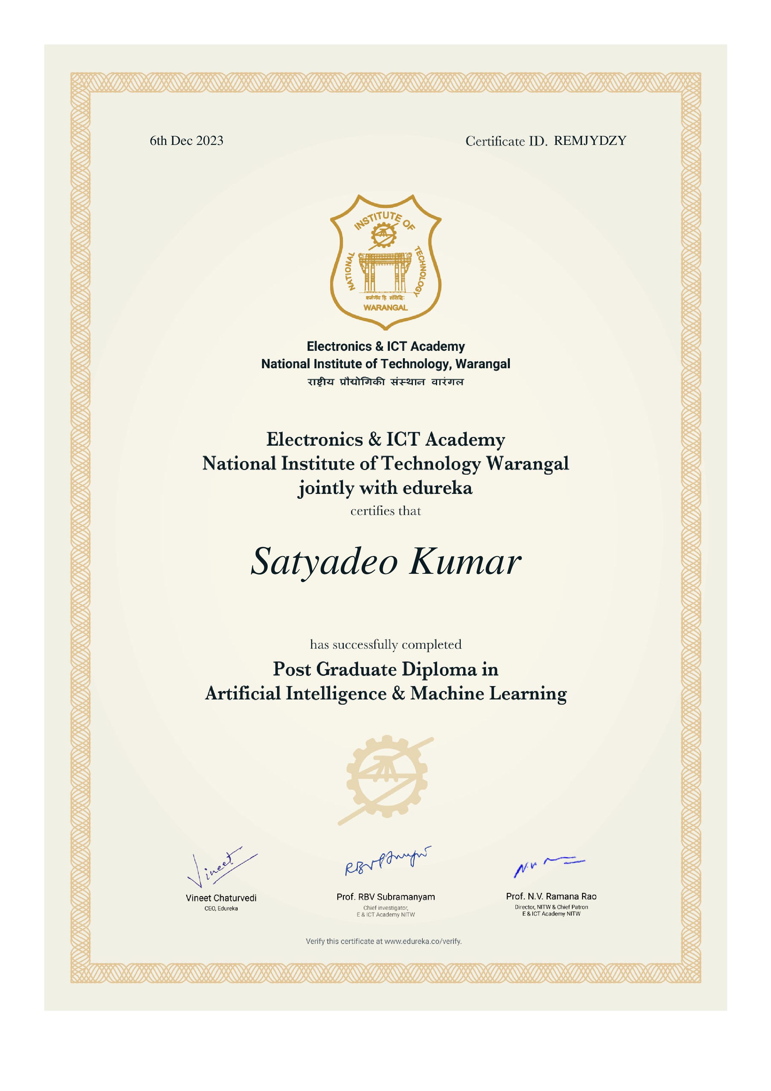 certificate!