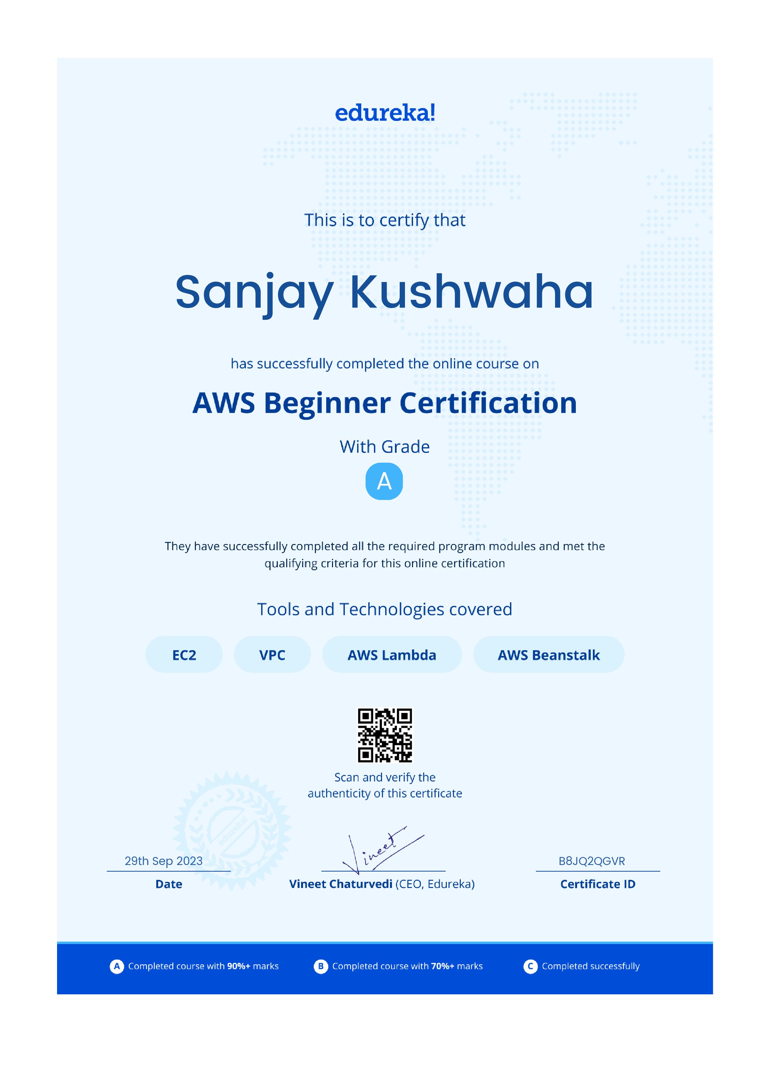 certificate!