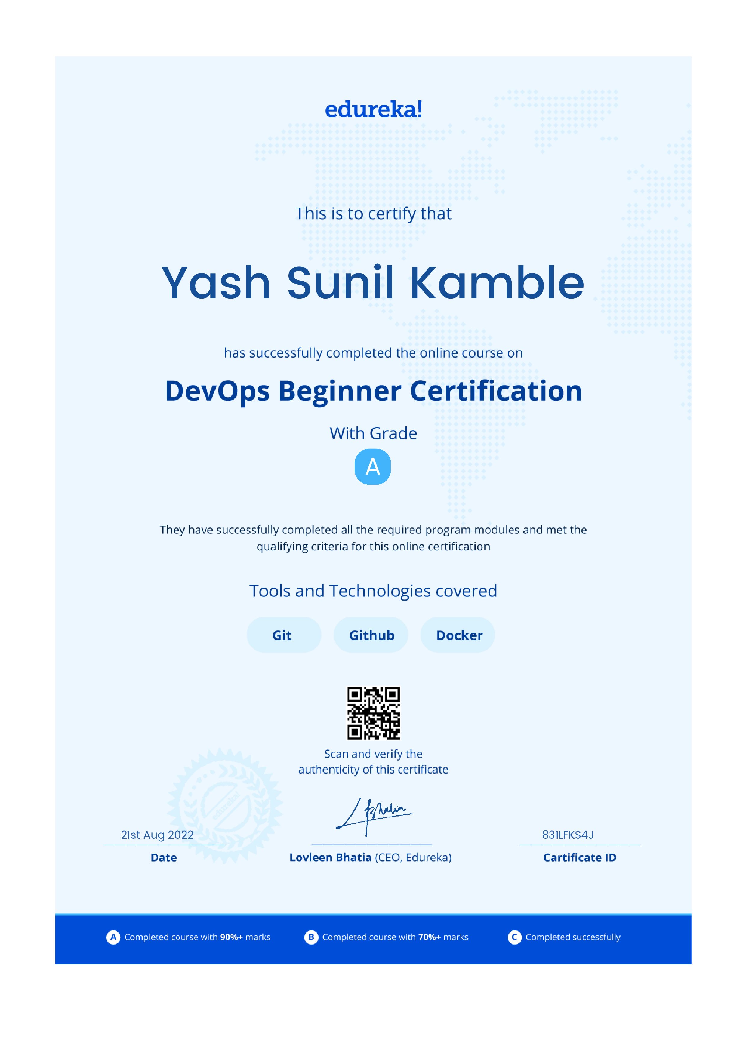 certificate!