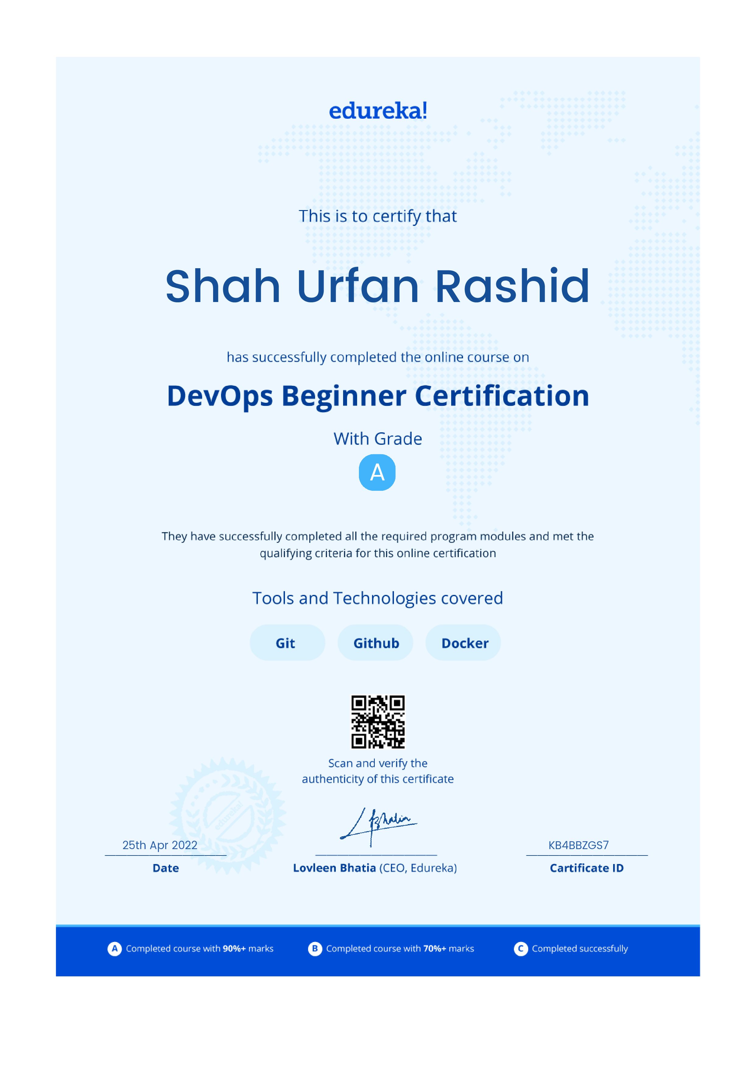 certificate!