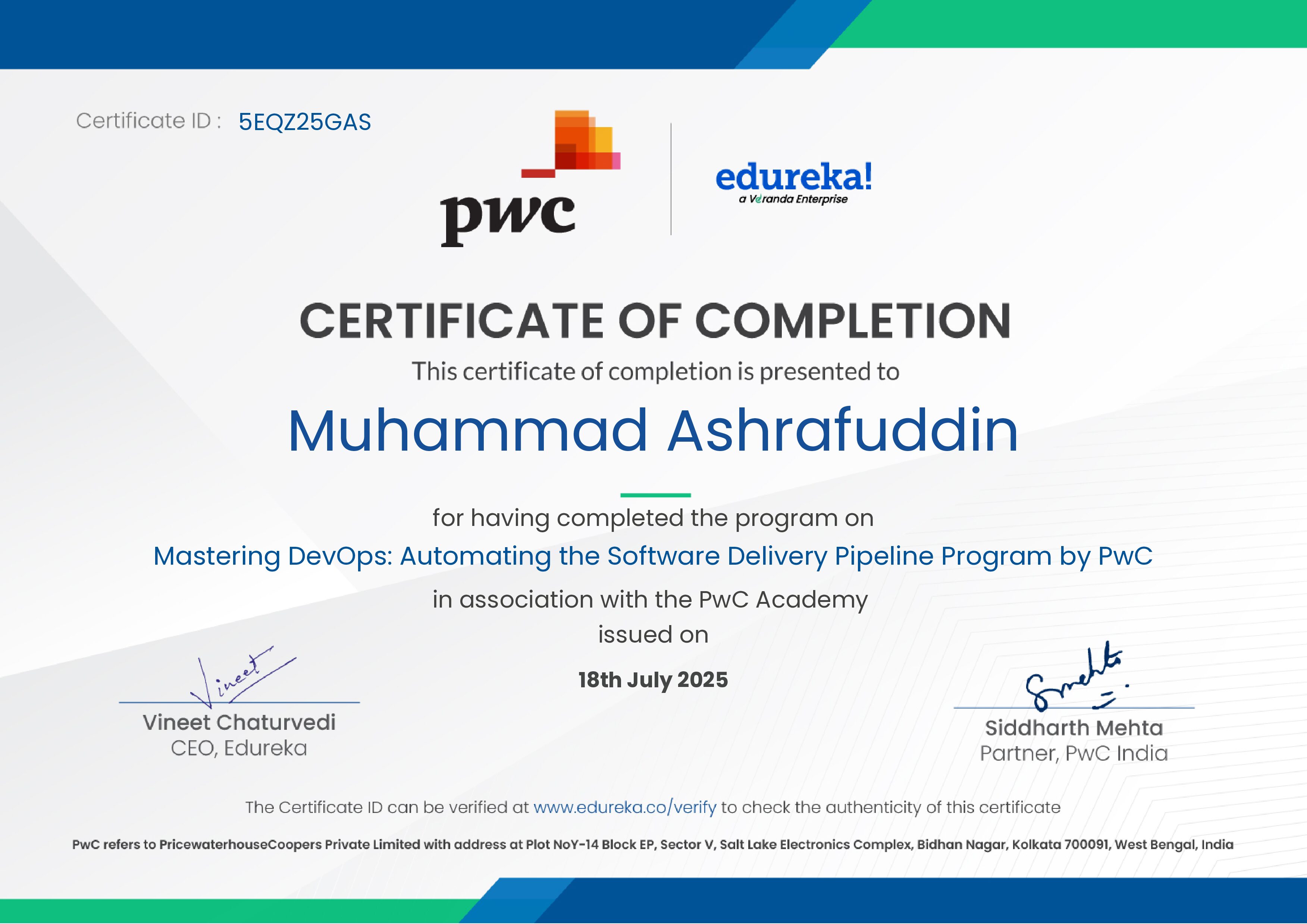 certificate!
