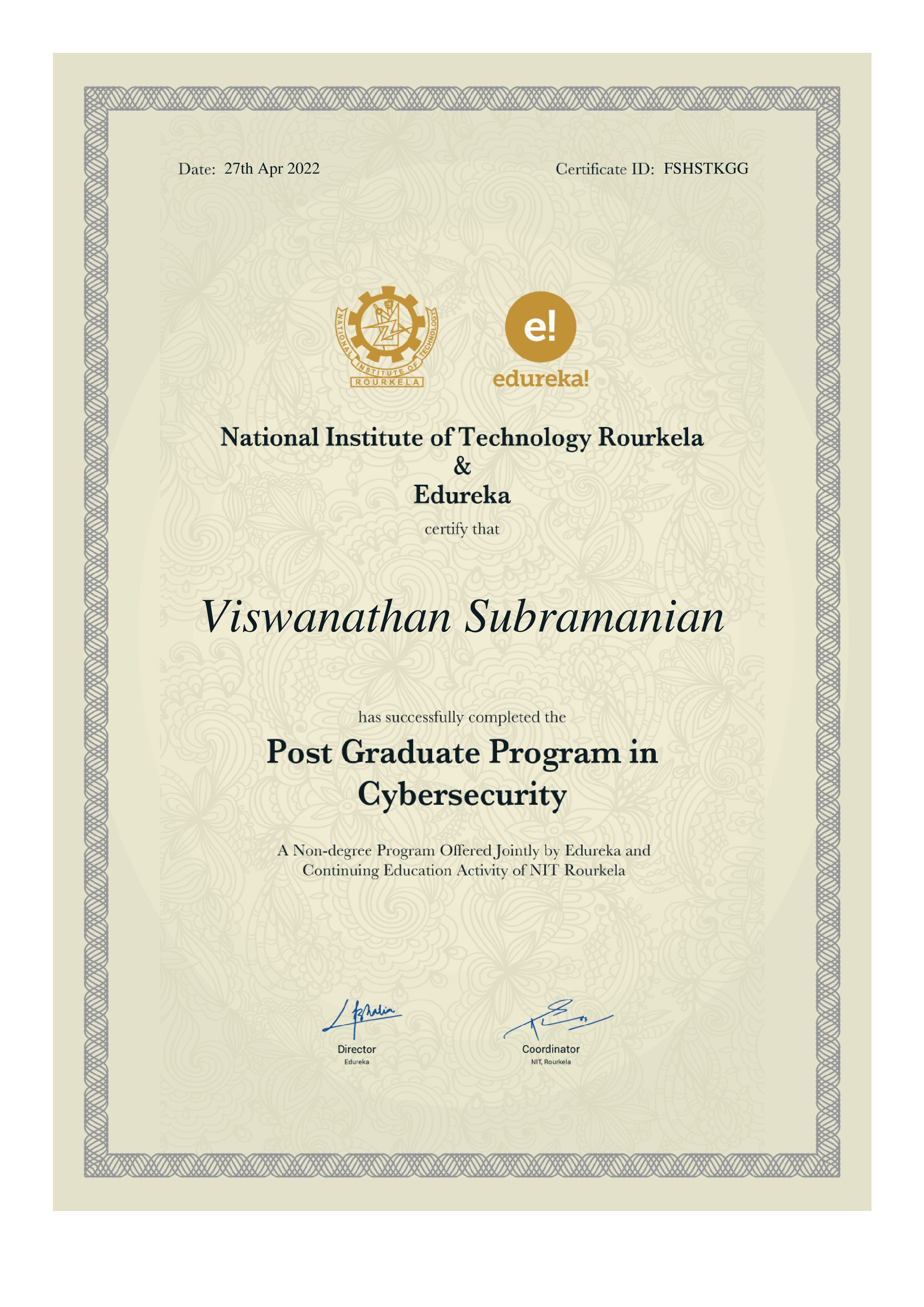 certificate!