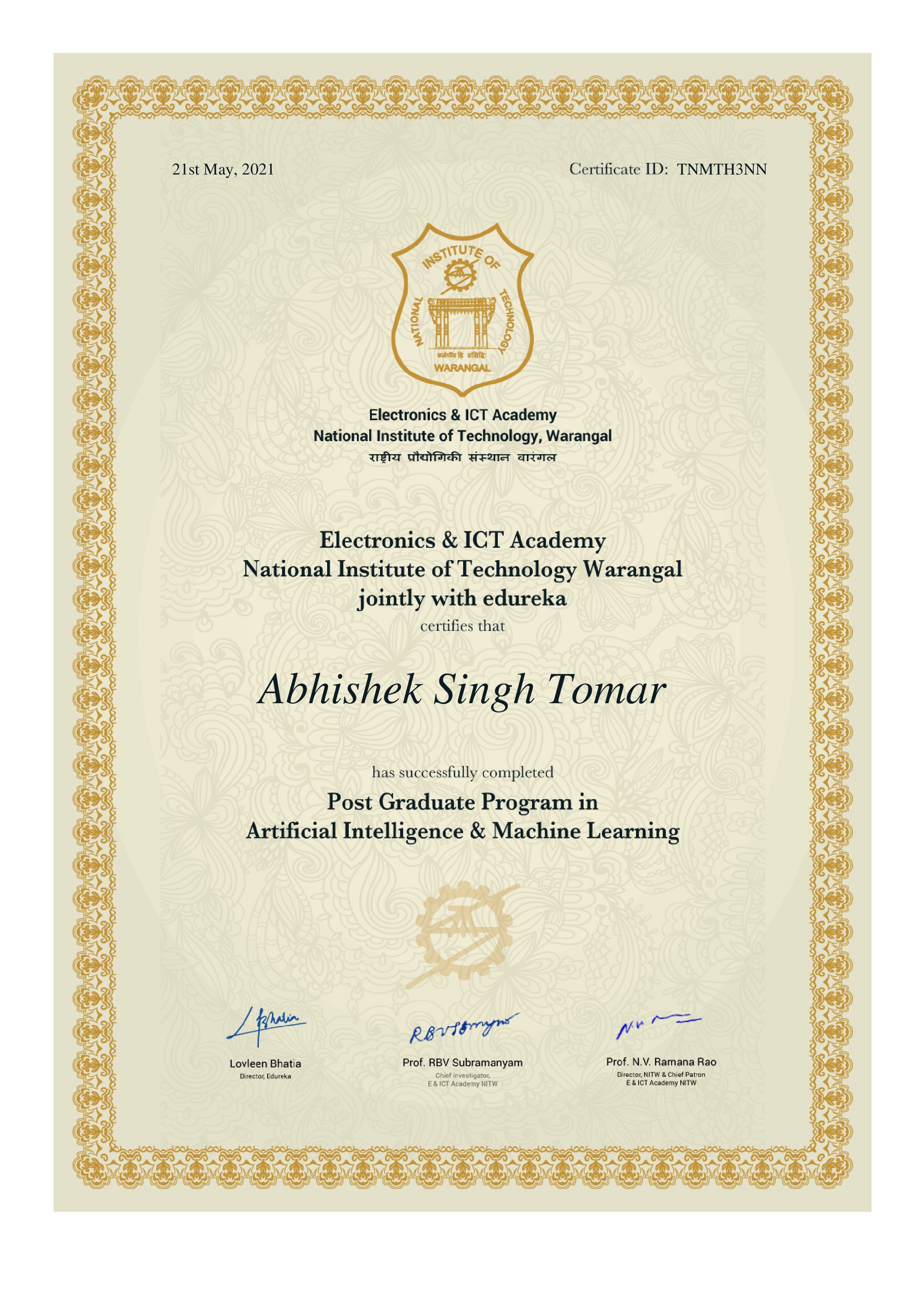 certificate!