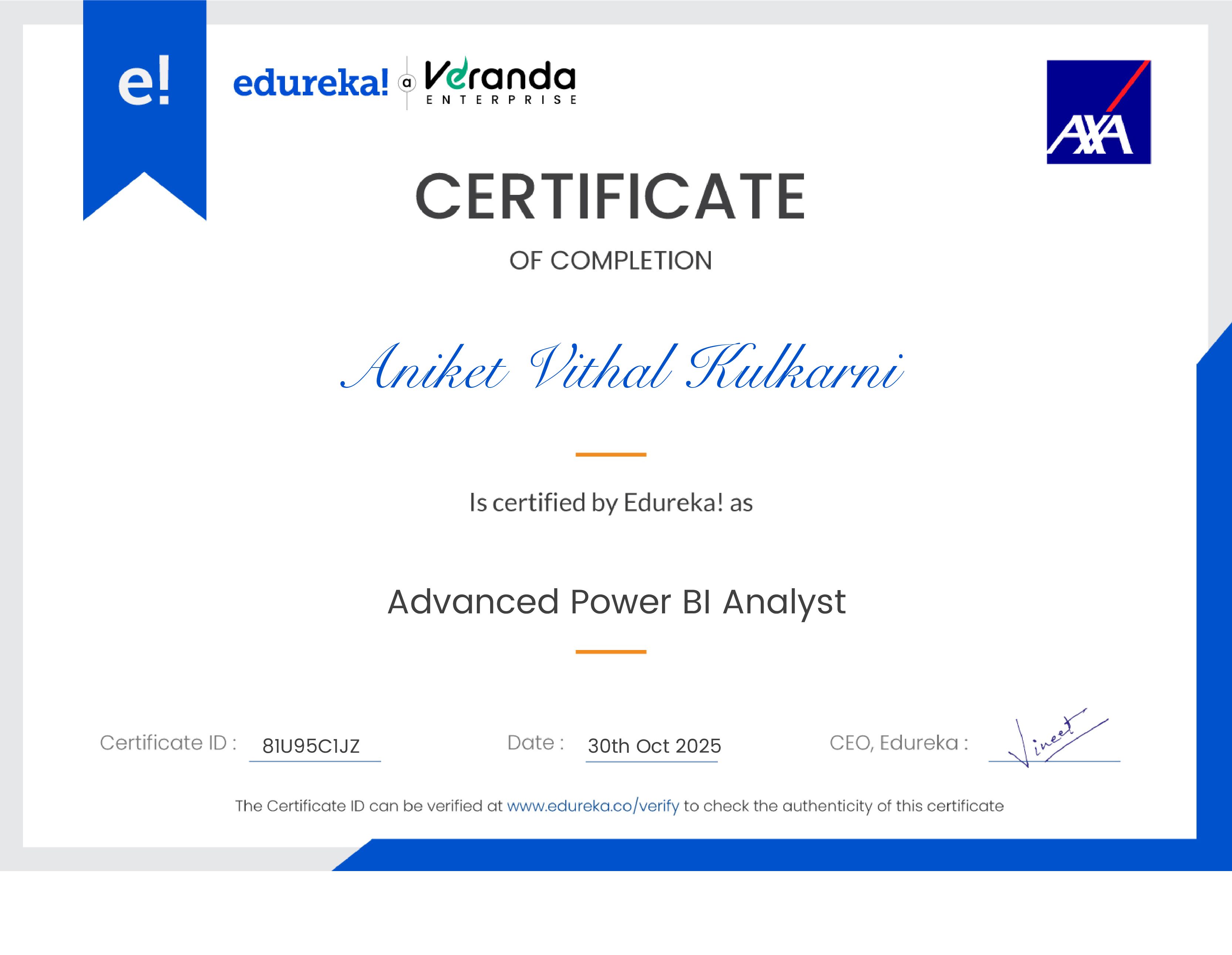certificate!