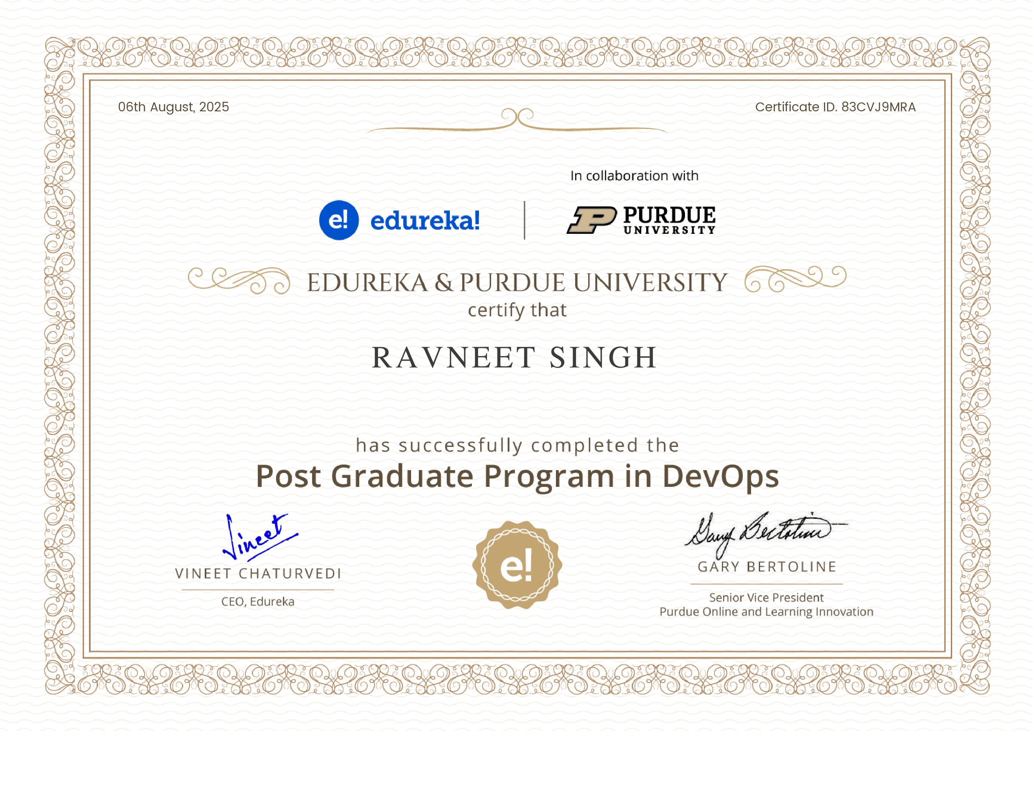 certificate!