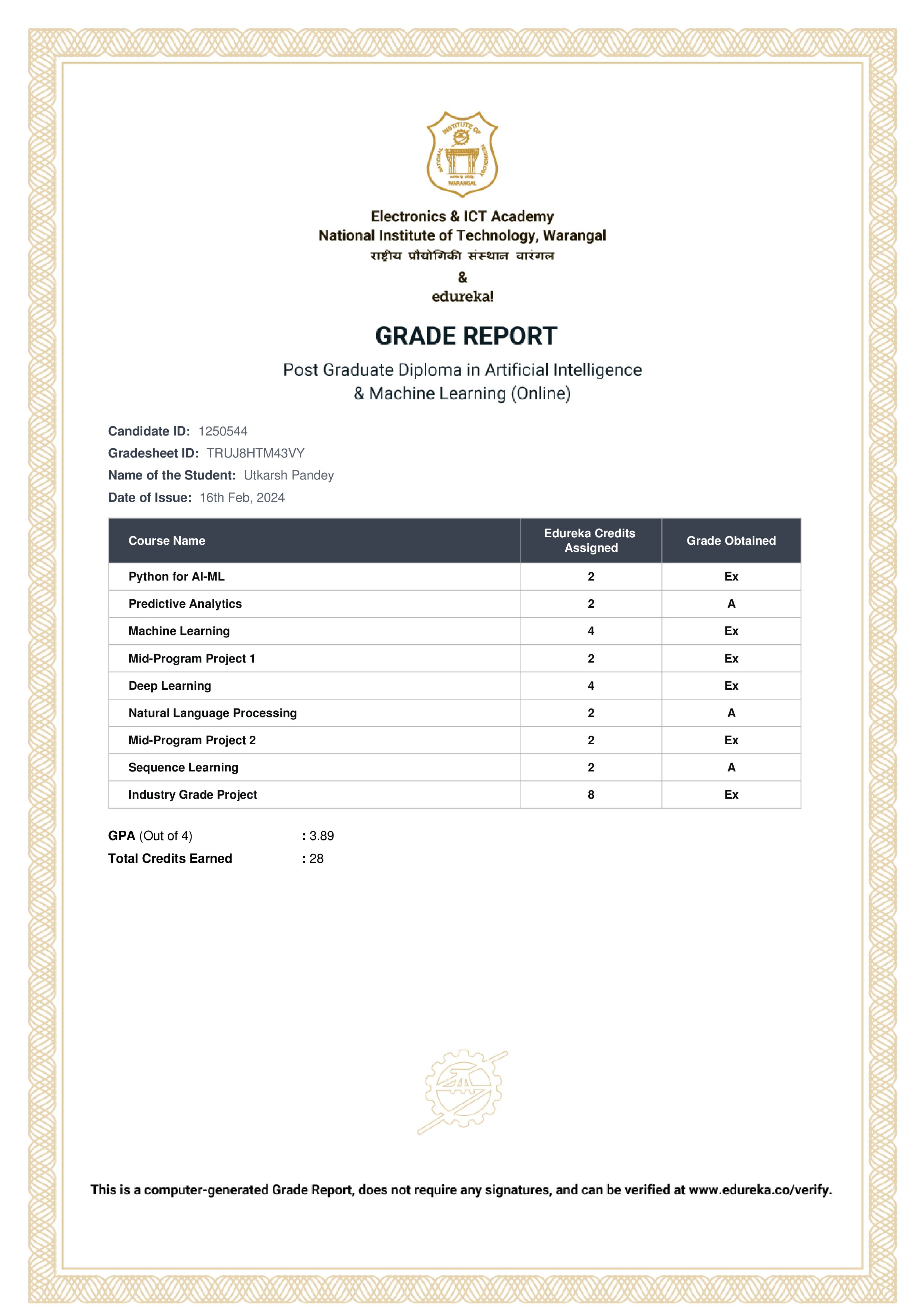 certificate!