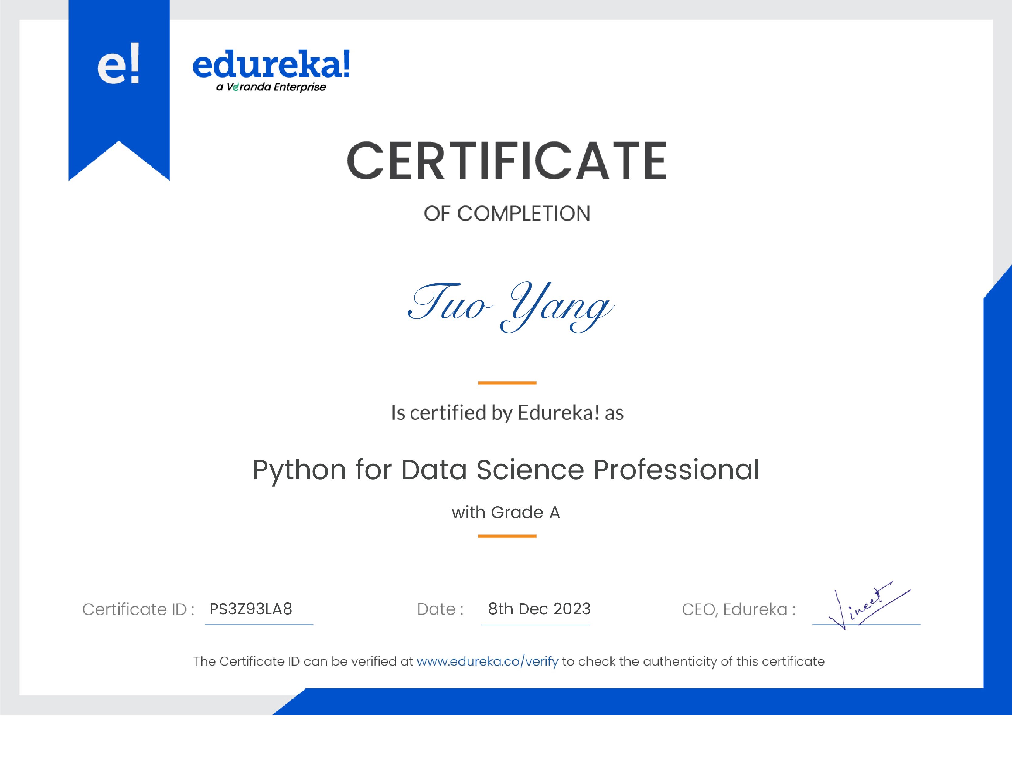 certificate!