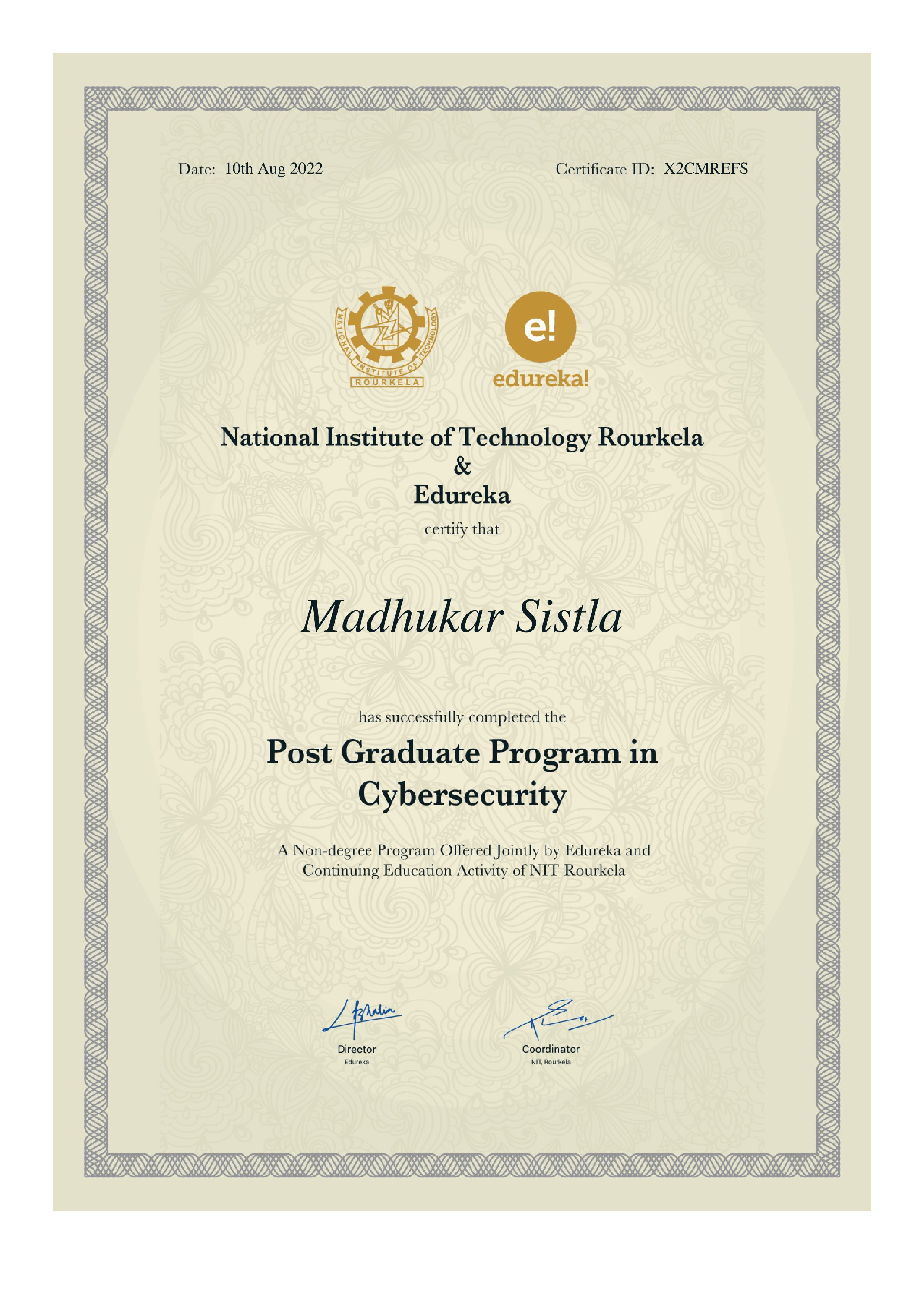 certificate!